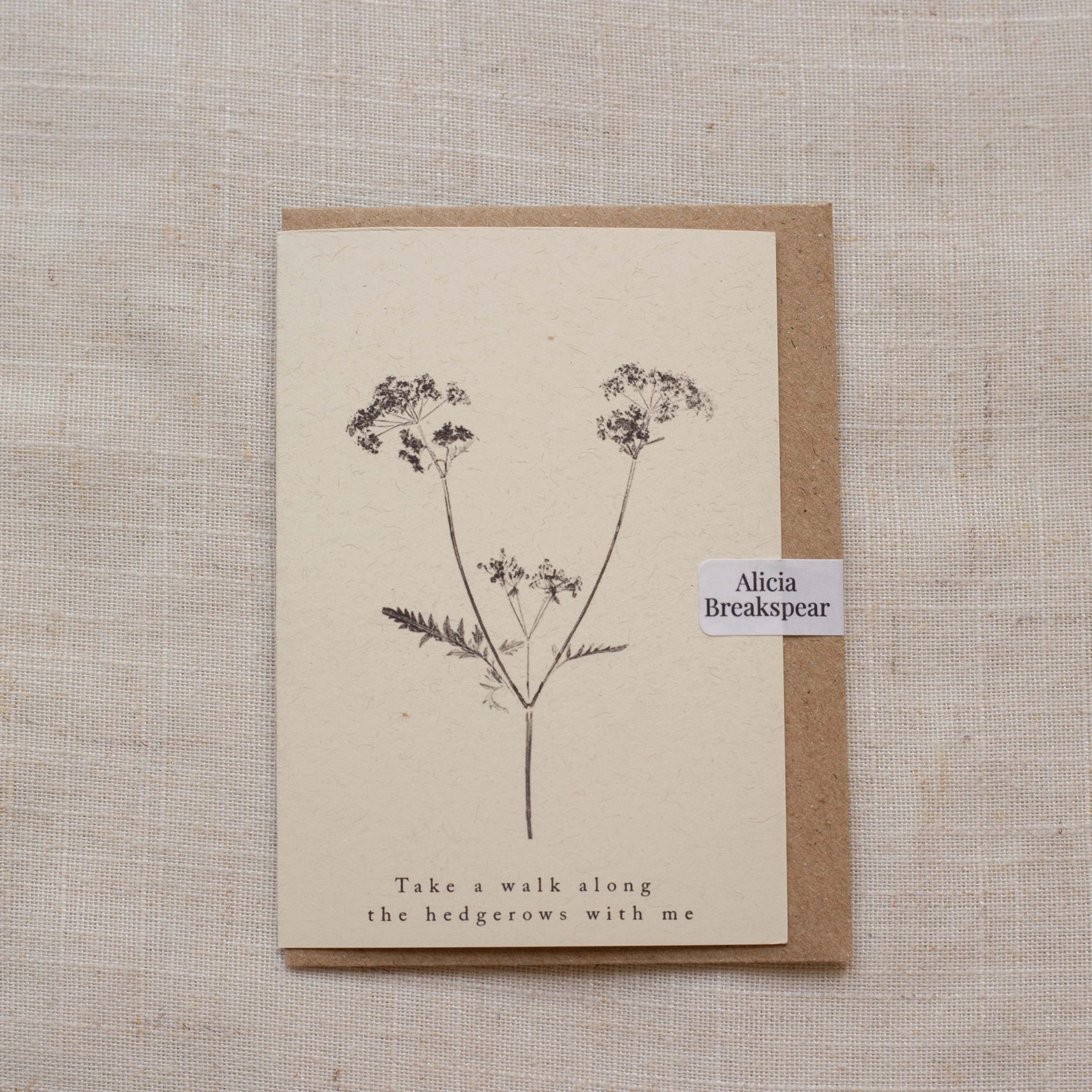 Cow Parsley A7 Botanical Monoprint Quote Card by Alicia Breakspear - Lifestory