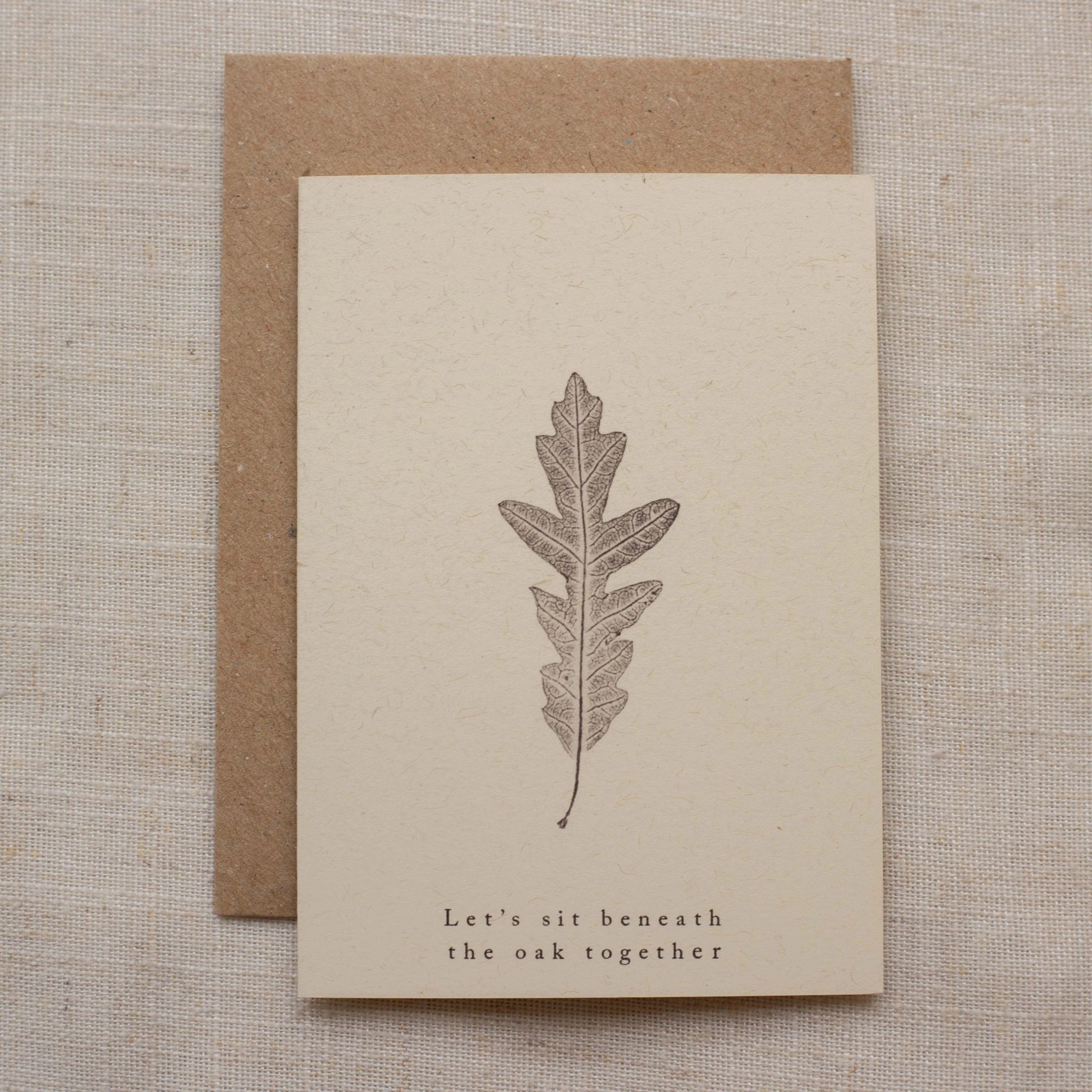 Oak Leaf A7 Botanical Monoprint Quote Card by Alicia Breakspear