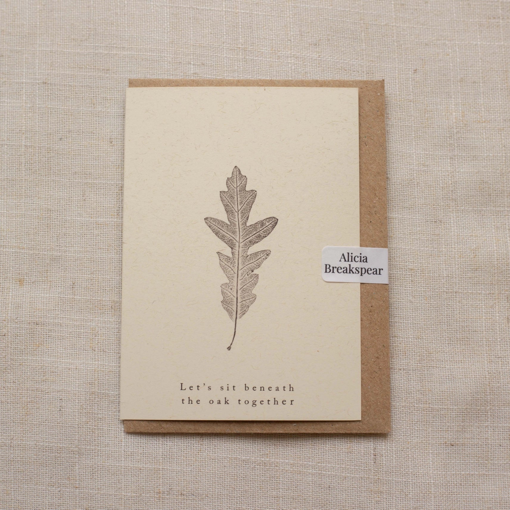 Oak Leaf A7 Botanical Monoprint Quote Card by Alicia Breakspear