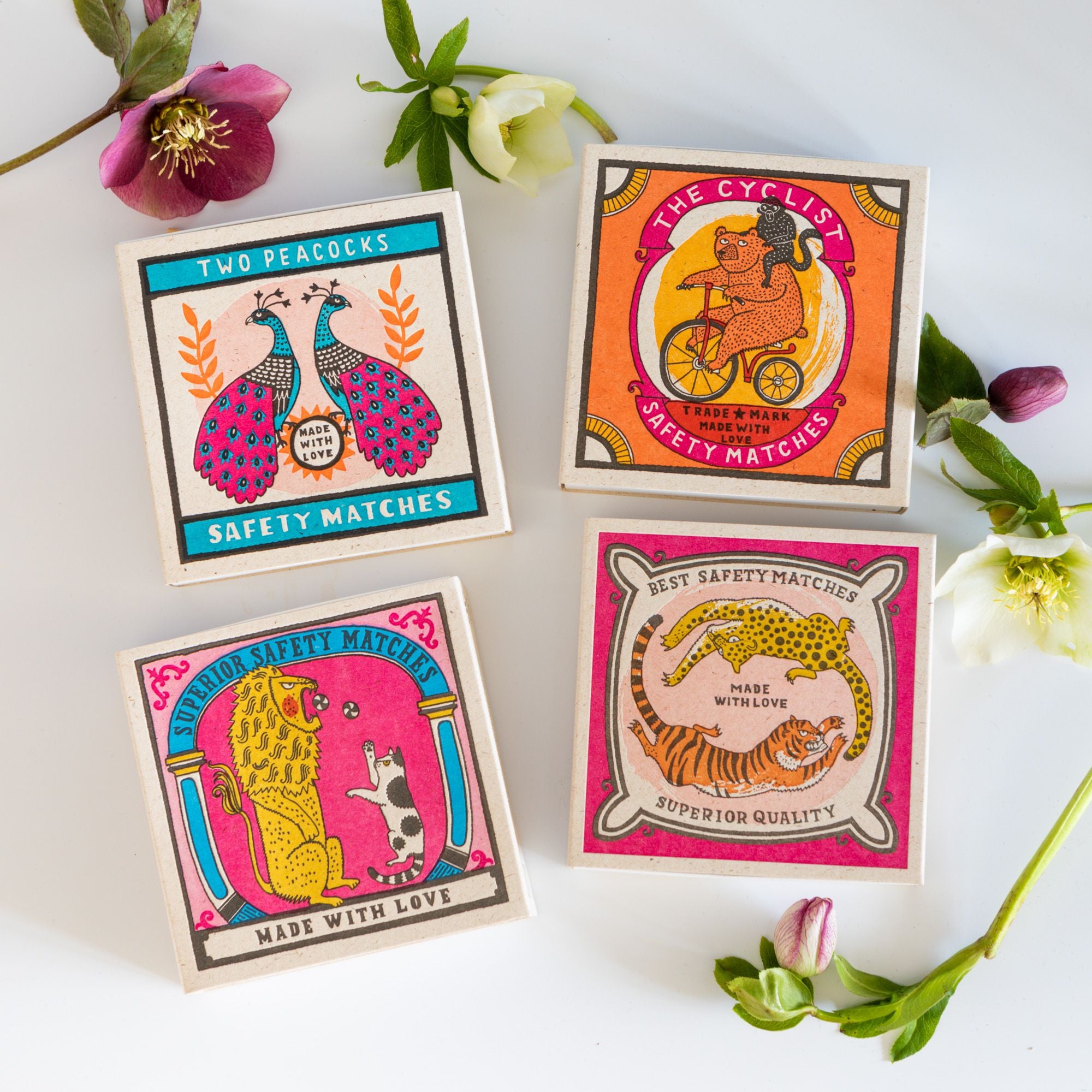 Long Matches - Square Box | Two Peacocks | by Archivist