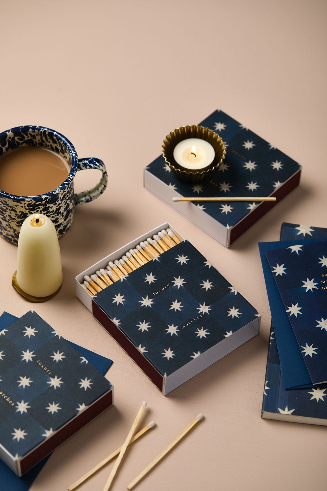 Long Matches - Square Box | Navy Star Tile | by Archivist