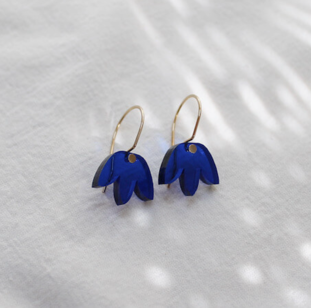 Mini Matisse Earrings | Blue | Perspex | by Jules & Clem - Lifestory