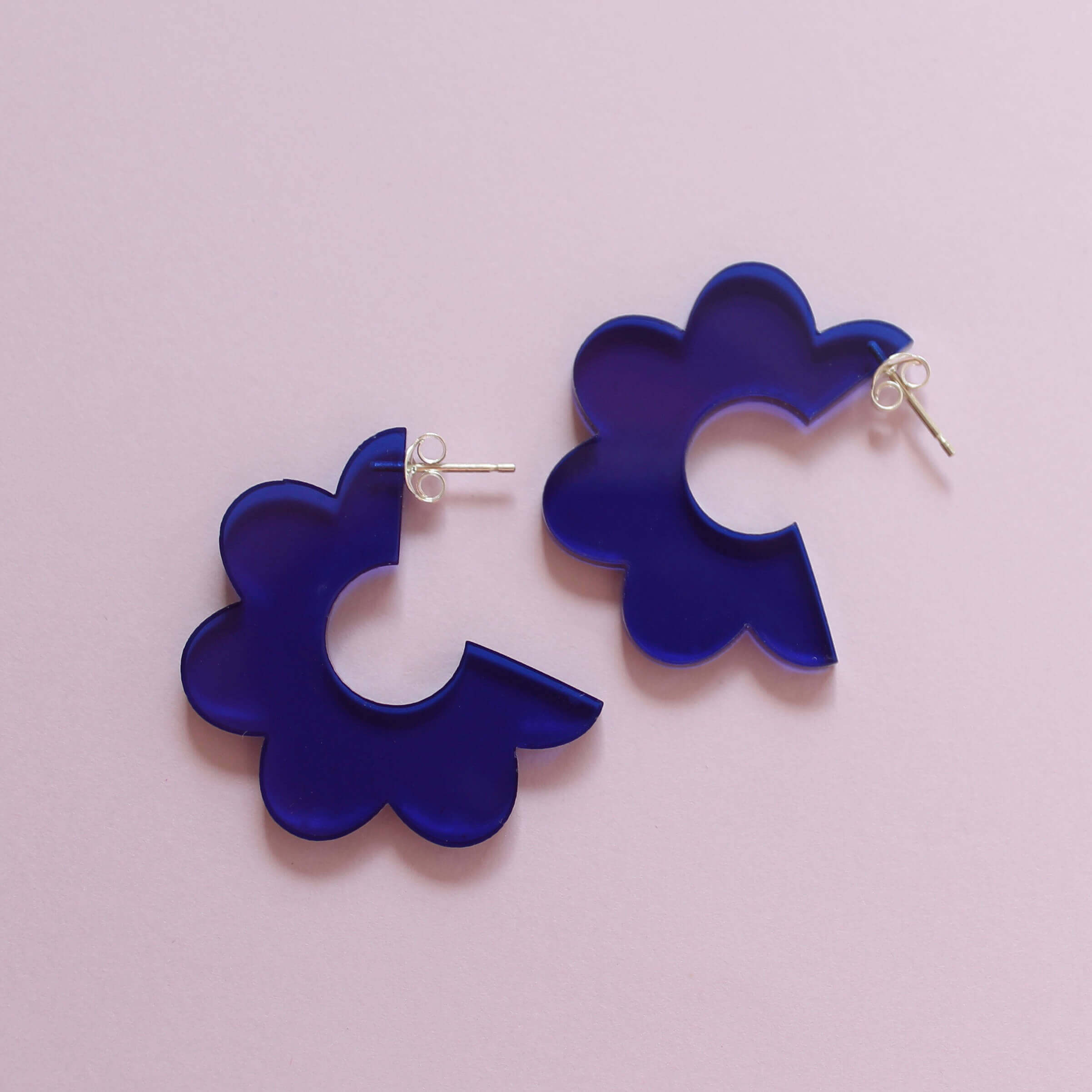 Scallop Hoop Earrings | Blue | Perspex | by Jules & Clem - Lifestory