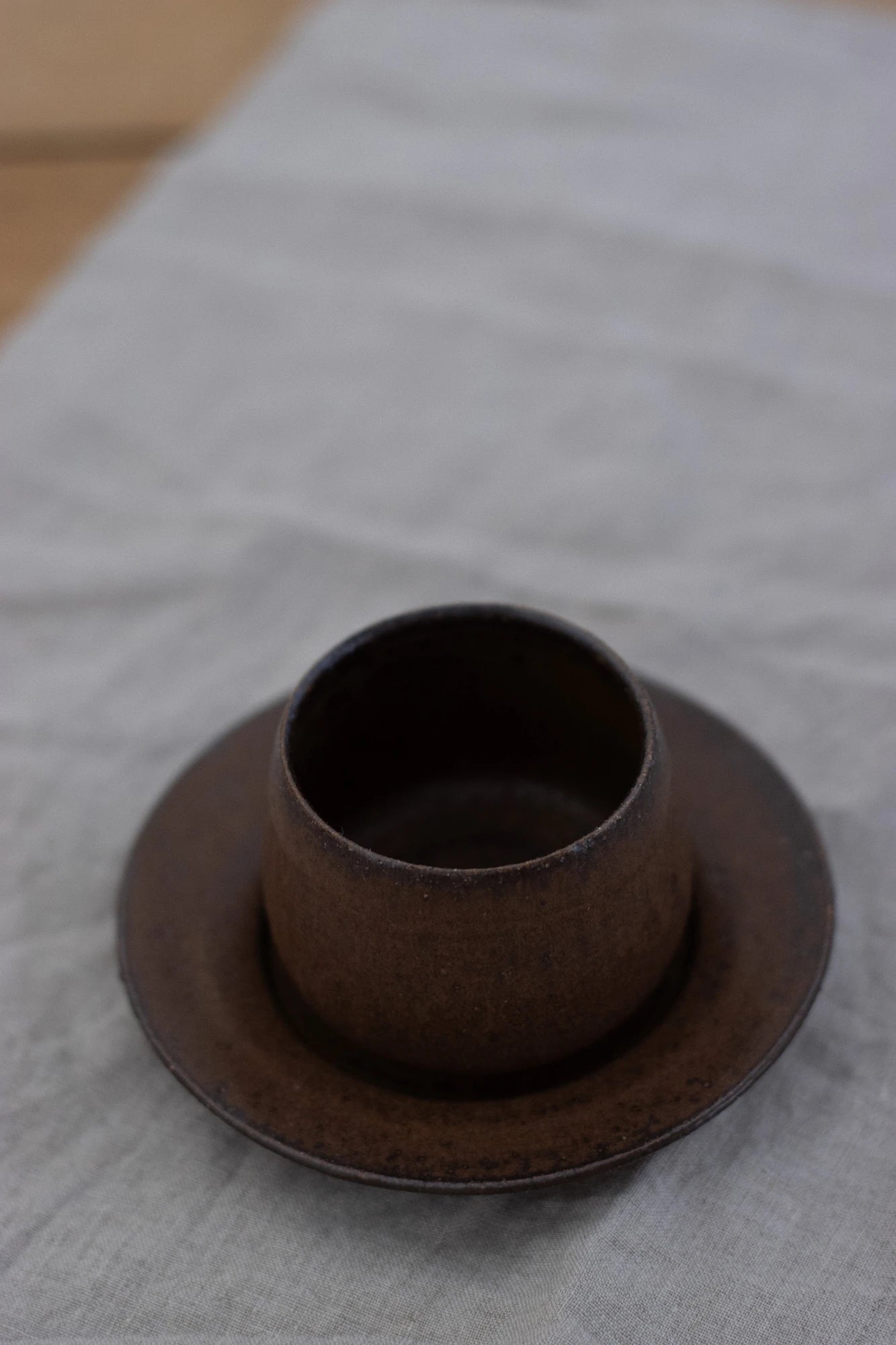 Small Cup & Saucer in Bark Glaze by Blanc Ceramics - Lifestory