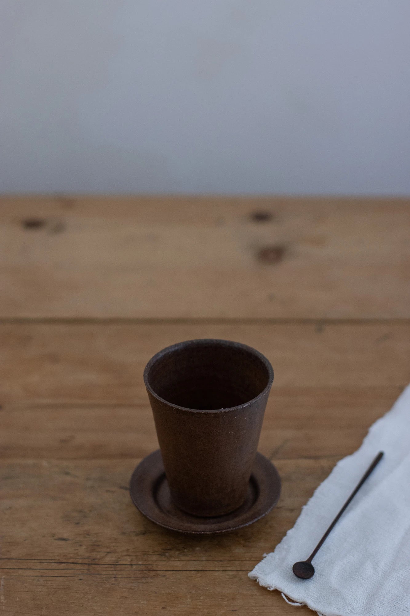 Tall Cup & Saucer in Bark Glaze by Blanc Ceramics - Lifestory