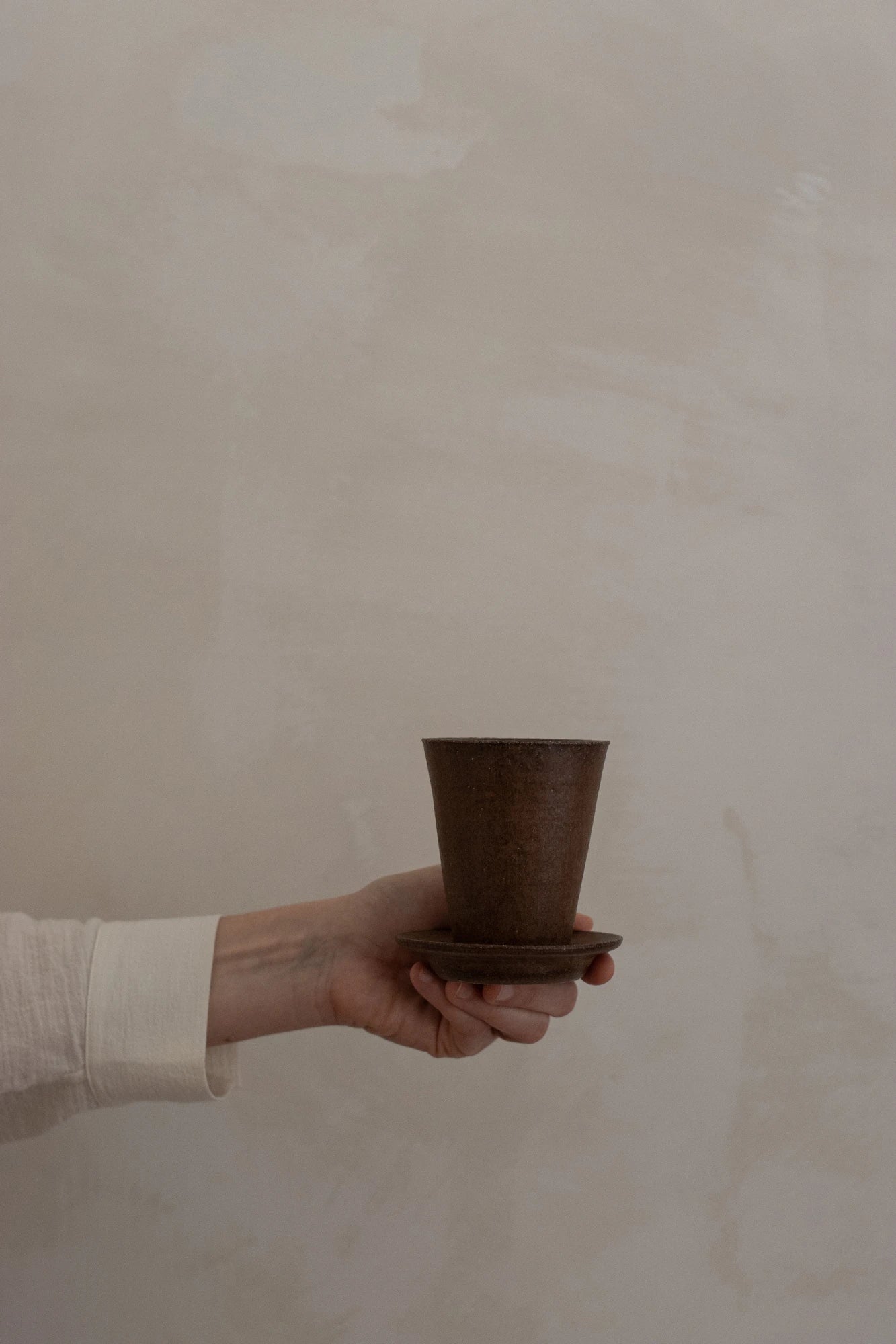 Tall Cup & Saucer in Bark Glaze by Blanc Ceramics - Lifestory