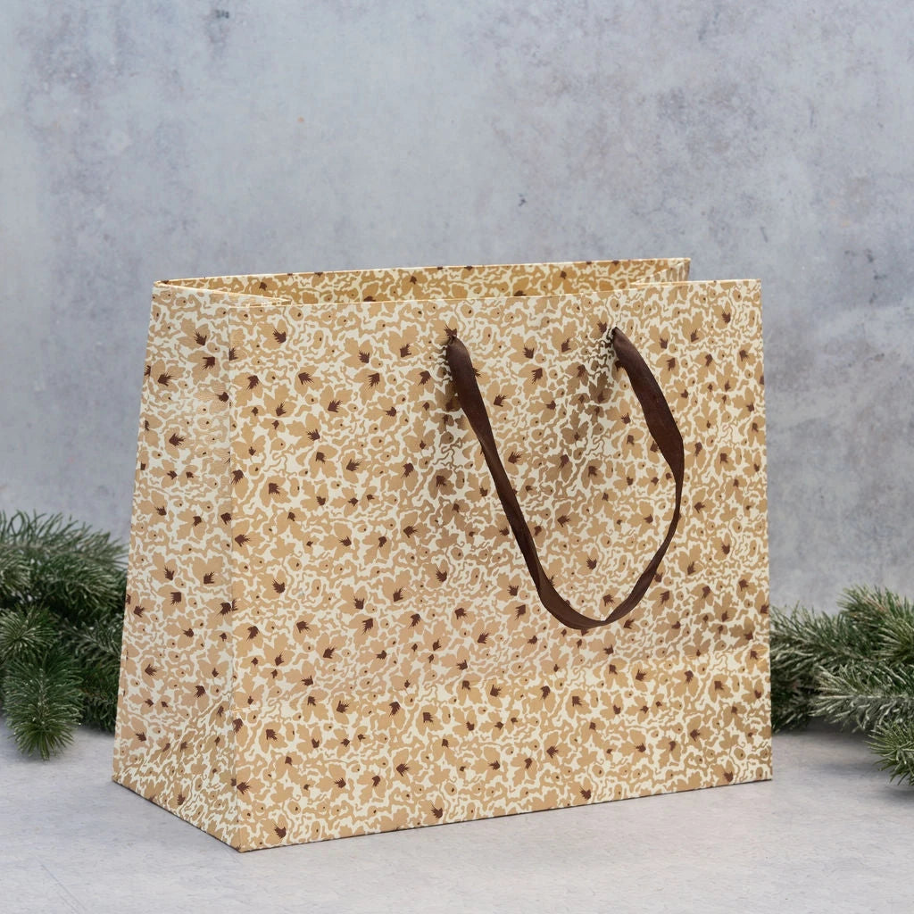 Medium Gift Bag - Handcrafted Paper & Recycled Fabric in Gold Leaf