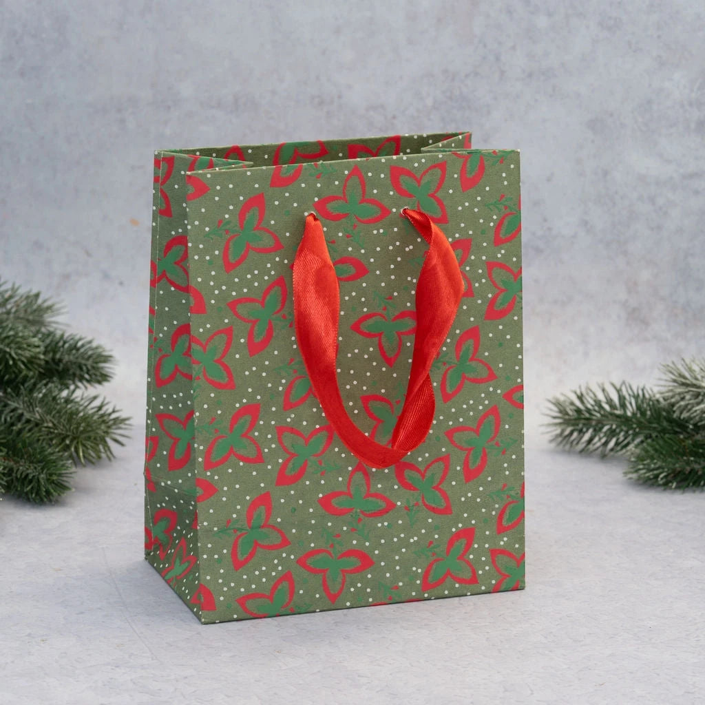 Small Gift Bag - Handcrafted Paper & Recycled Fabric in Various Patterns