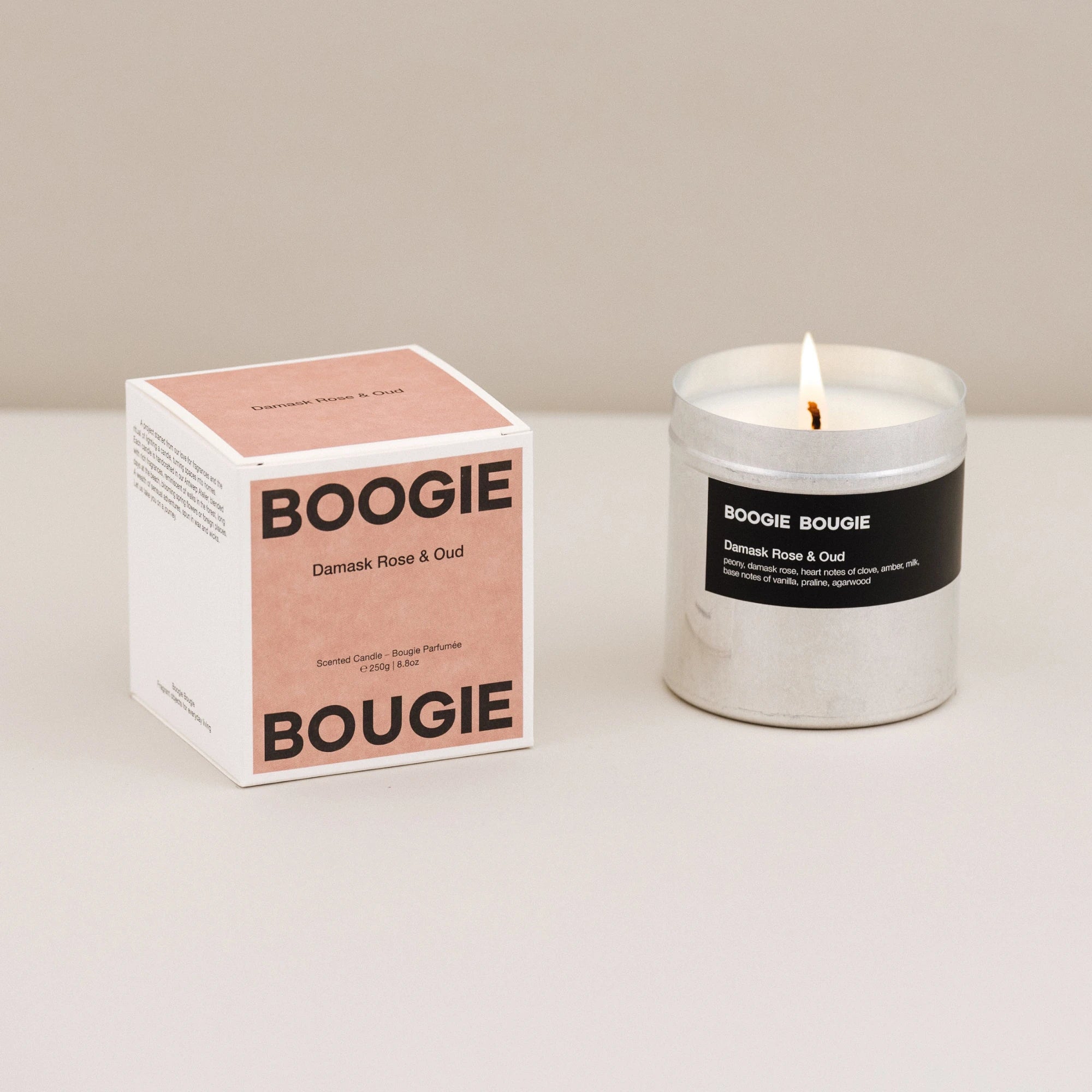 Boogie Bougie Damask Rose & Oud 250g Scented Soy Wax Candle