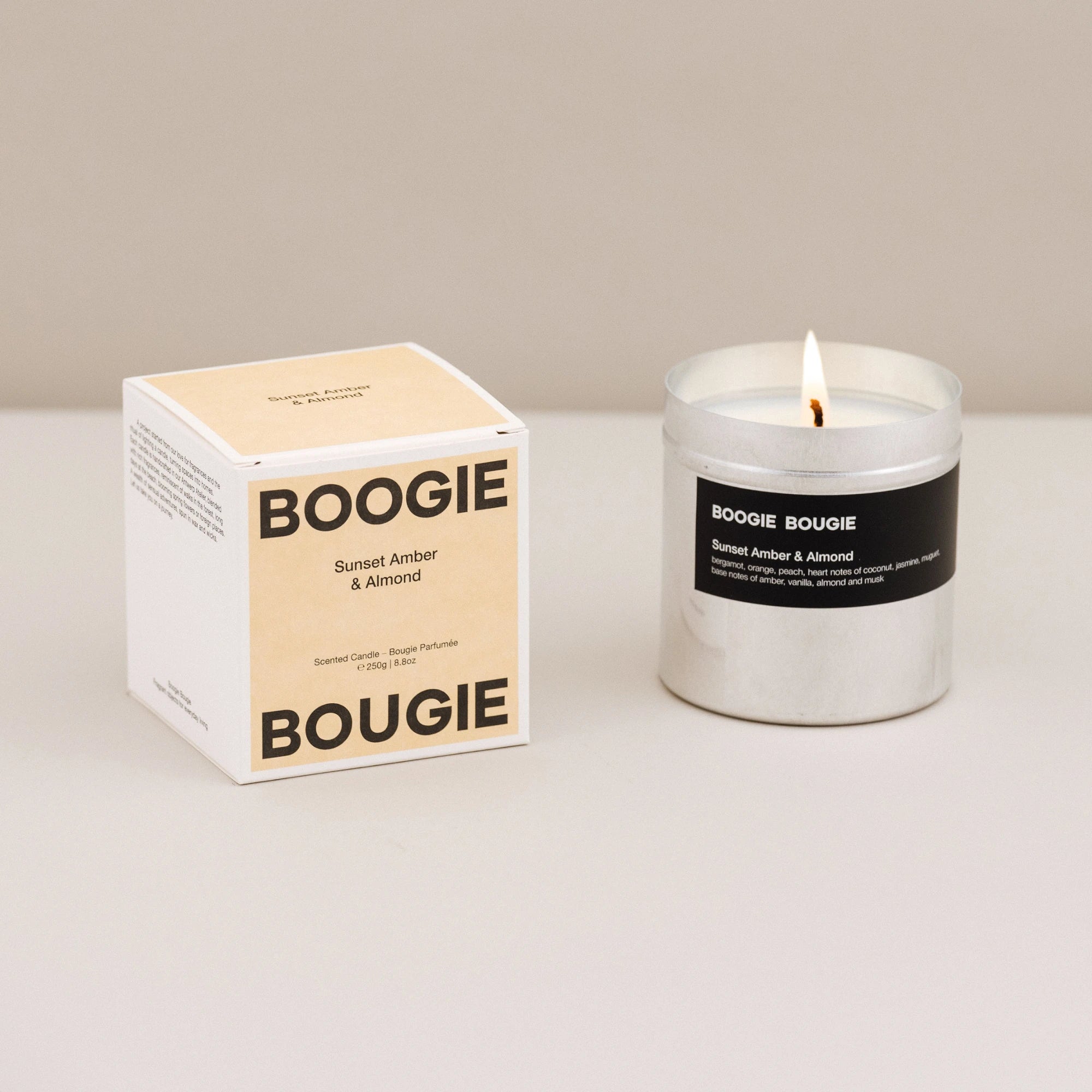 Boogie Bougie Sunset Amber & Almond 250g Scented Soy Wax Candle