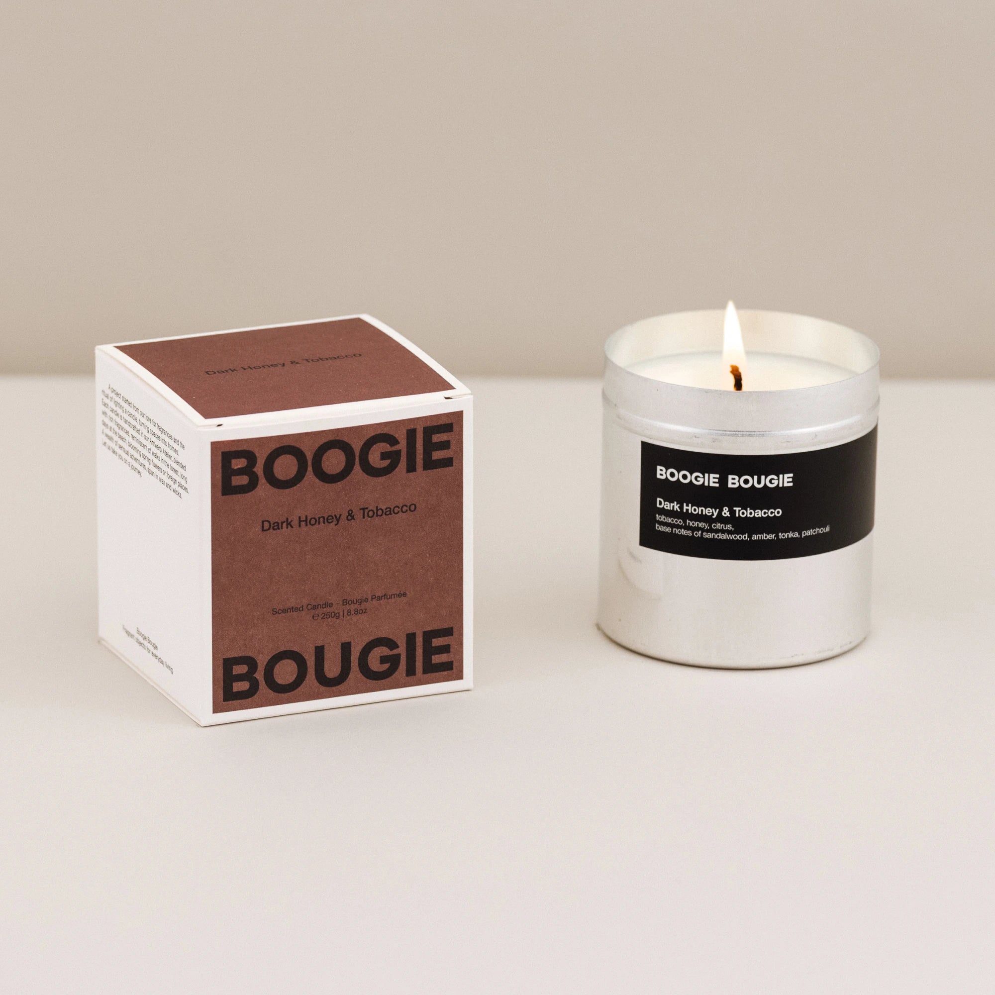 Boogie Bougie Dark Honey & Tobacco 250g Scented Soy Wax Candle - Lifestory