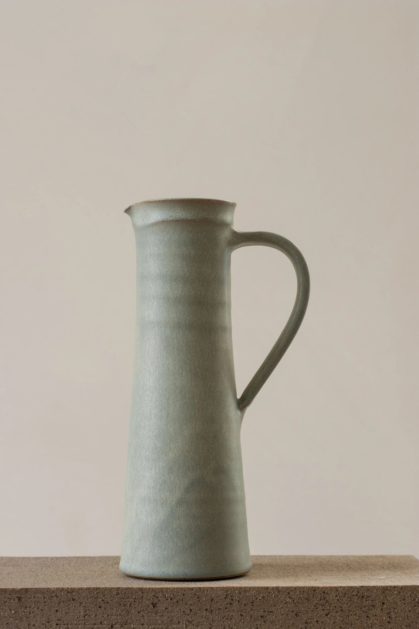 Extra Tall Handled Jug | Mist Blue Glaze | by Borja Moronta