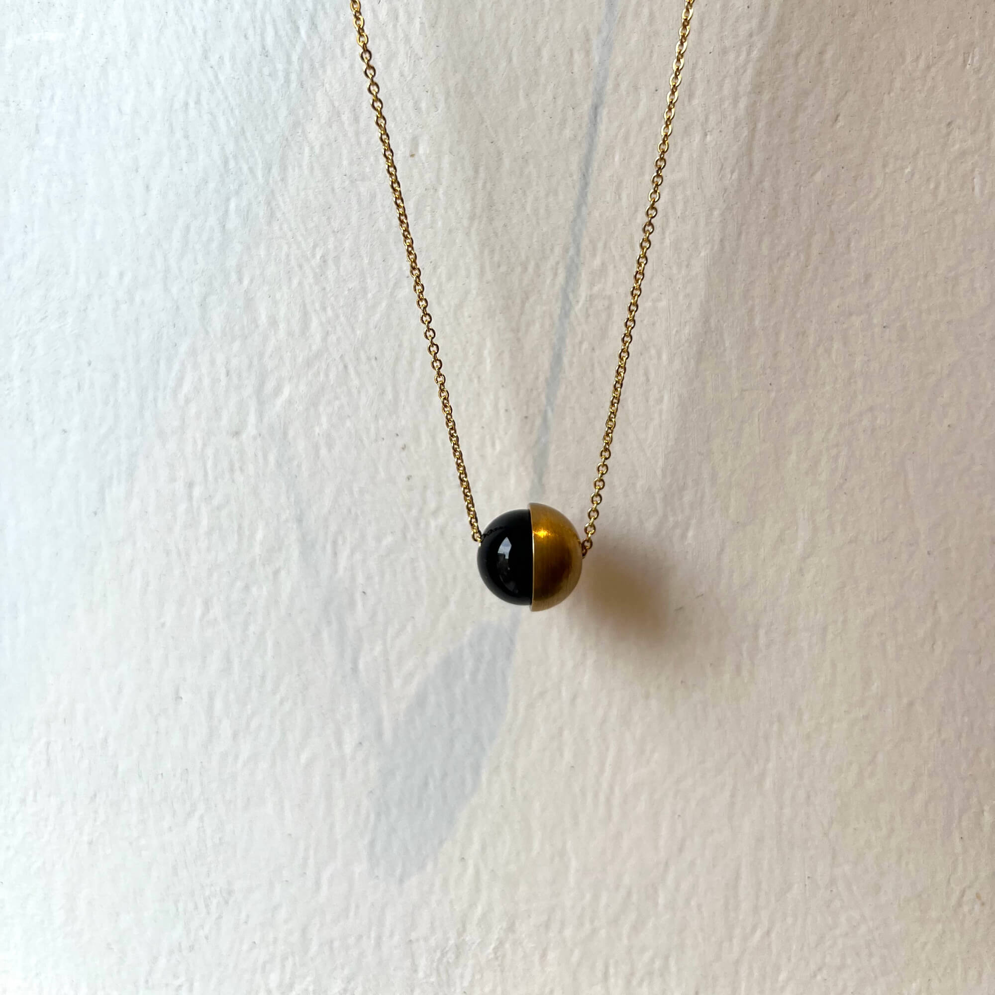 Gemstone Bead & Brass Cup Necklace | by brass+bold - Lifestory
