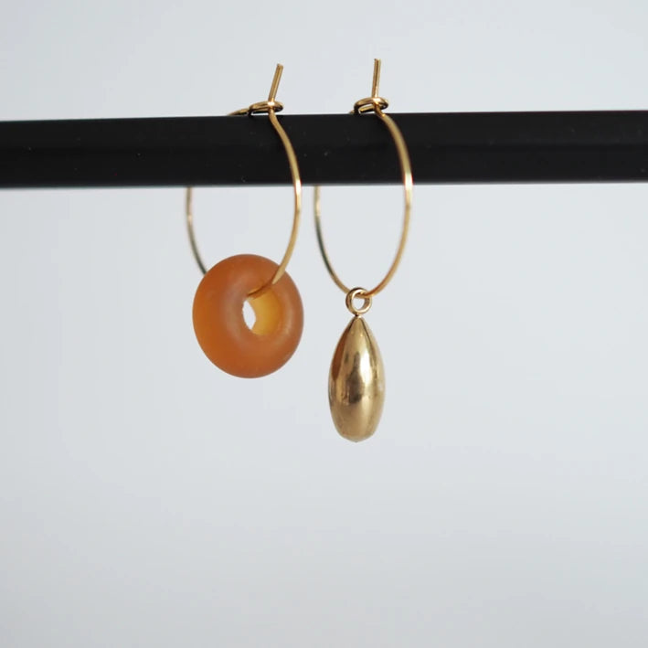 Kira Murano Glass and Gold Teardrop Hoops by brass+bold