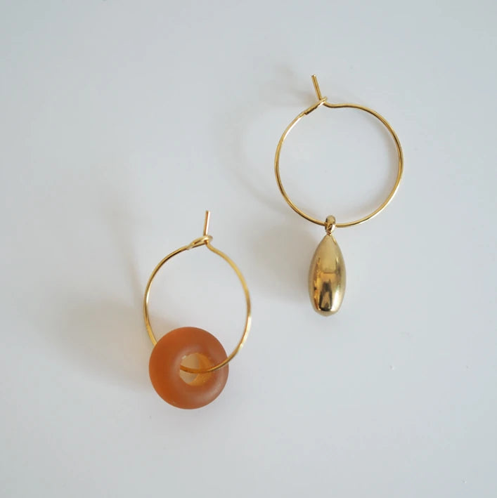 Kira Murano Glass and Gold Teardrop Hoops by brass+bold