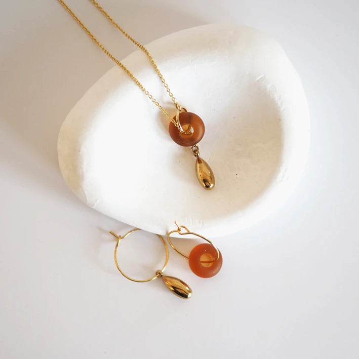 Kira Murano Glass and Gold Teardrop Hoops by brass+bold