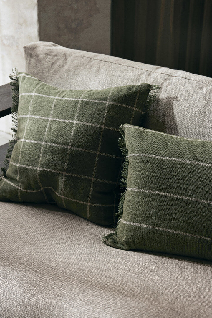 Calm Cushion | Standard | Olive & Off White Check | by ferm Living - Lifestory