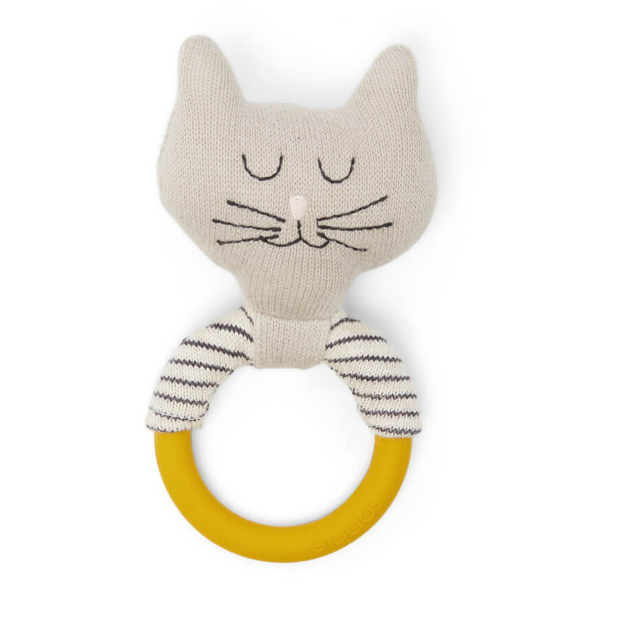 Cat Teether Rattle | Cream | Cotton & Silicone | by Sophie Home