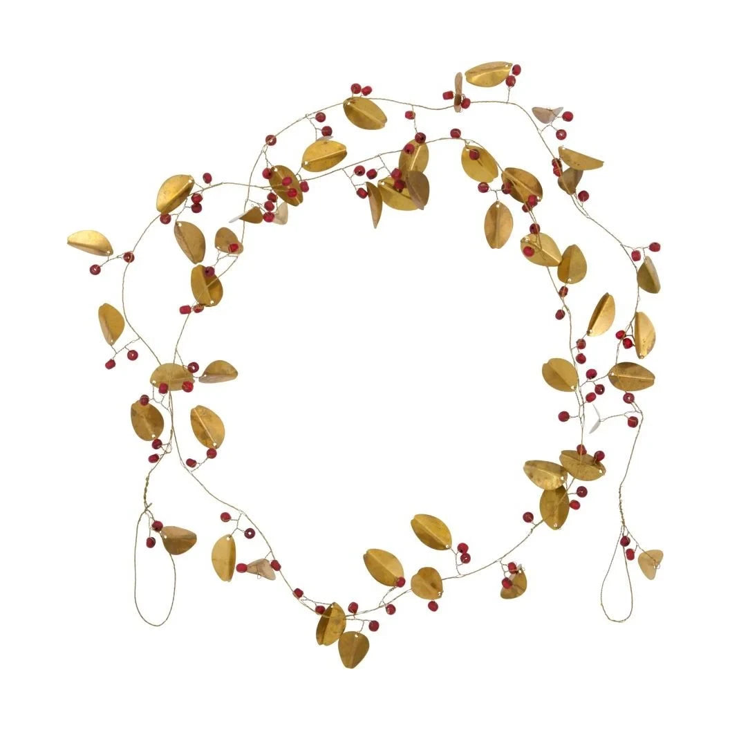 House Doctor Leafi Garland in Golden & Red (183cm) - Lifestory