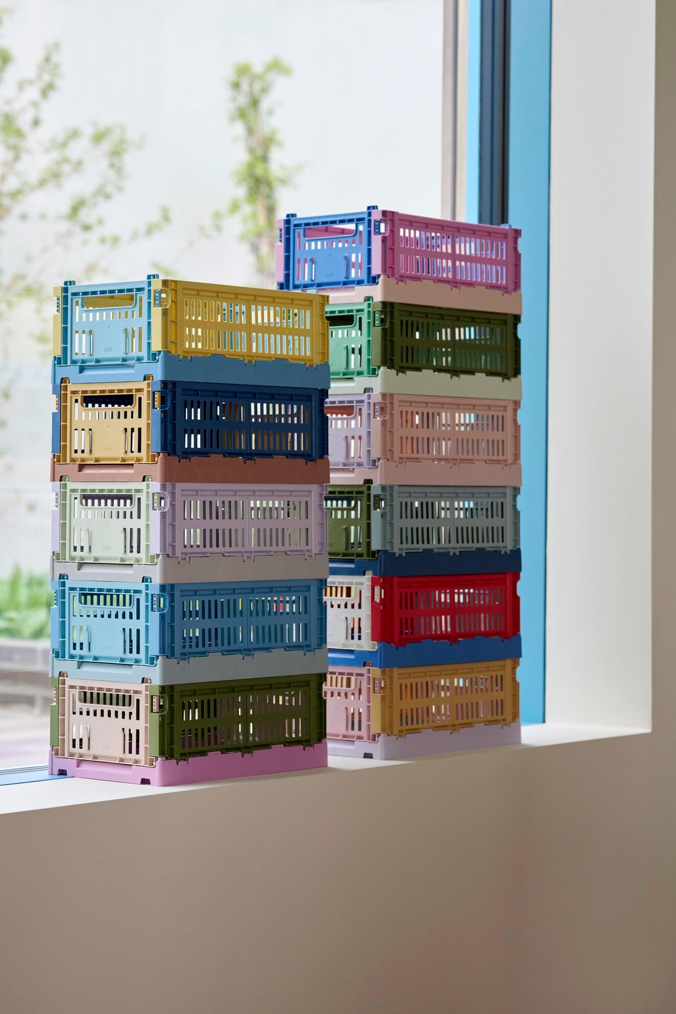 Colour Crate Mix - Collapsible | Small | Various Colours | 100% Recycled Plastic | by HAY - Lifestory - HAY