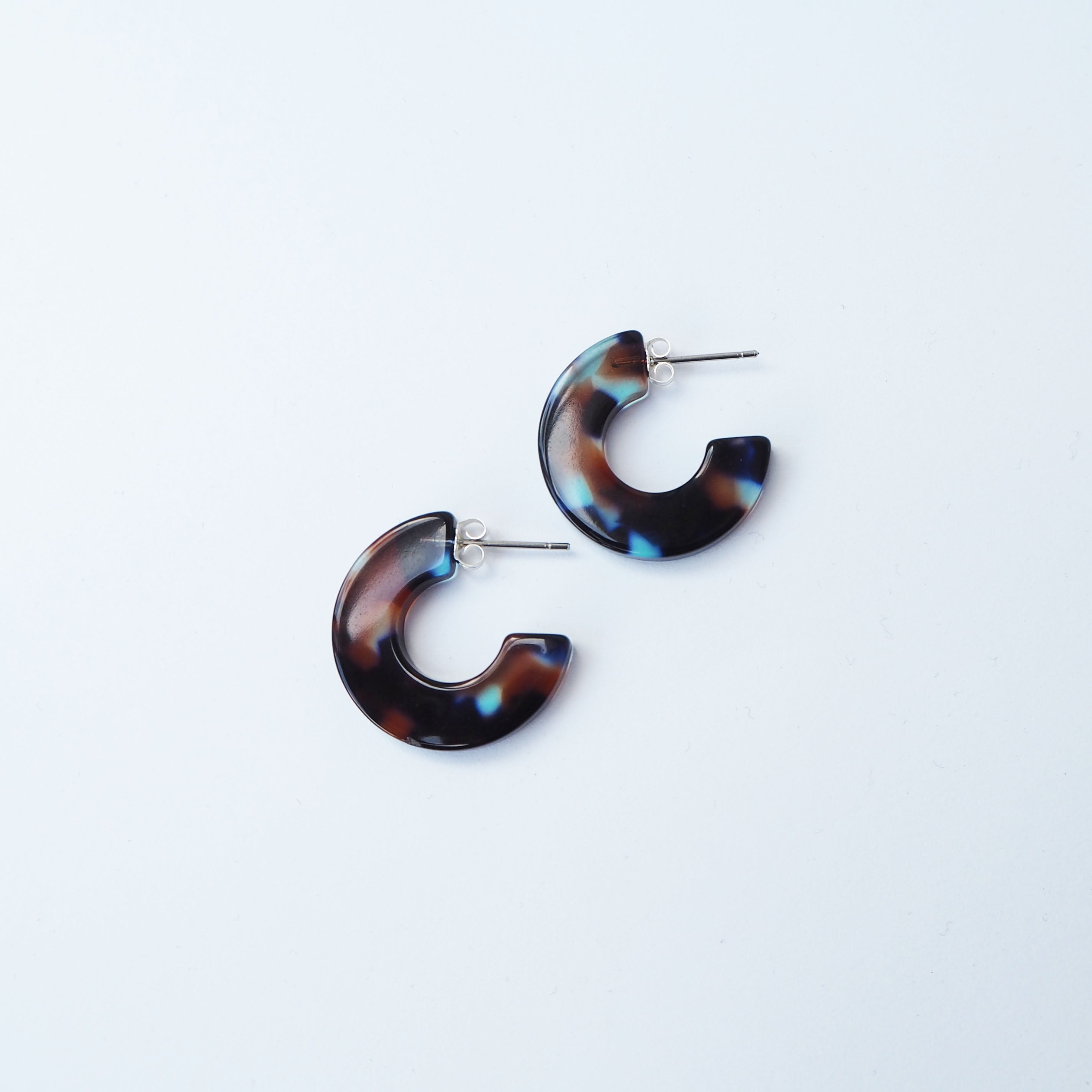 Coral Mini Hoop Earrings | Dark Brown, Blue, Clear | by Custom Made - Lifestory