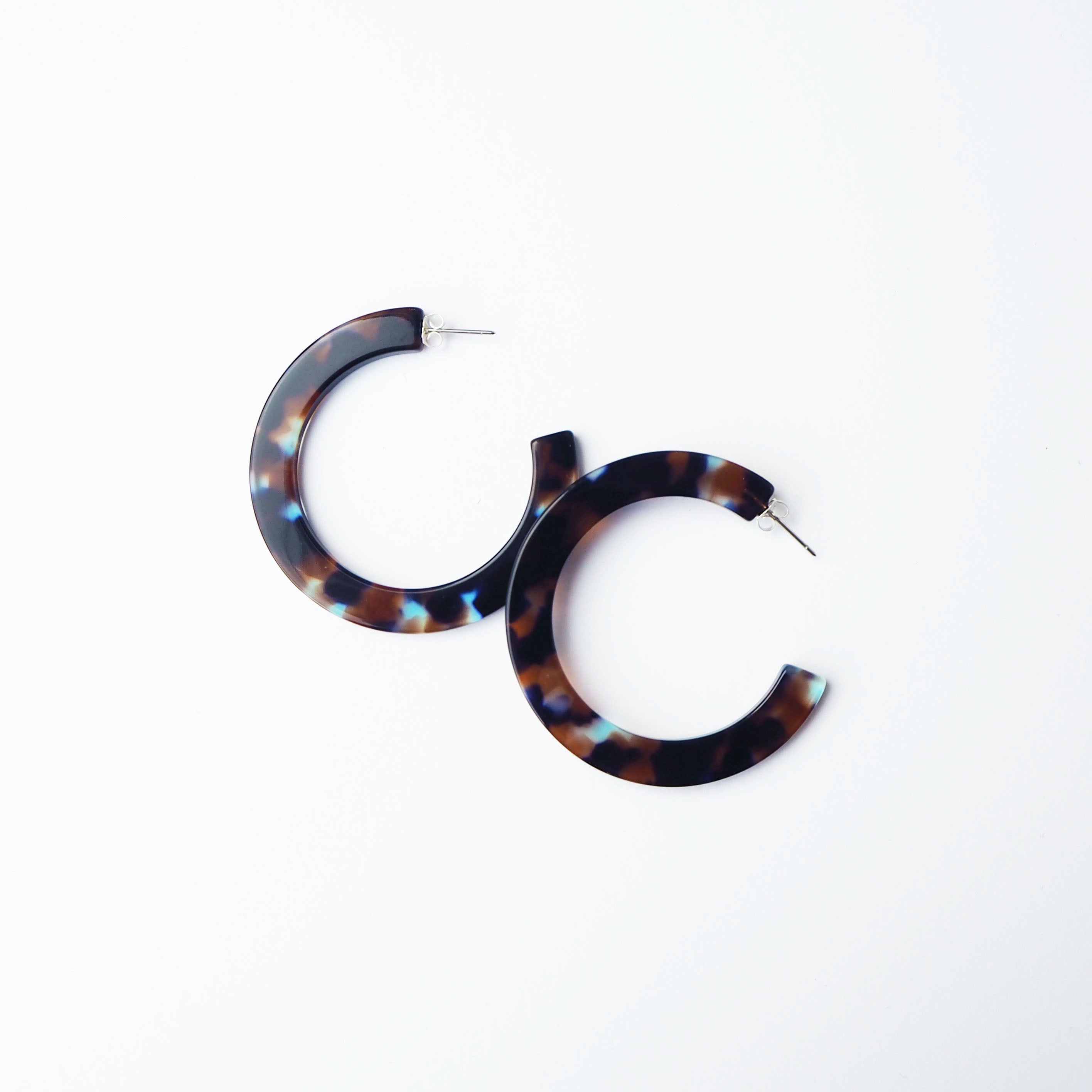 Coral Statement Hoop Earrings | Large | Dark Brown, Blue, Clear | by Custom Made - Lifestory