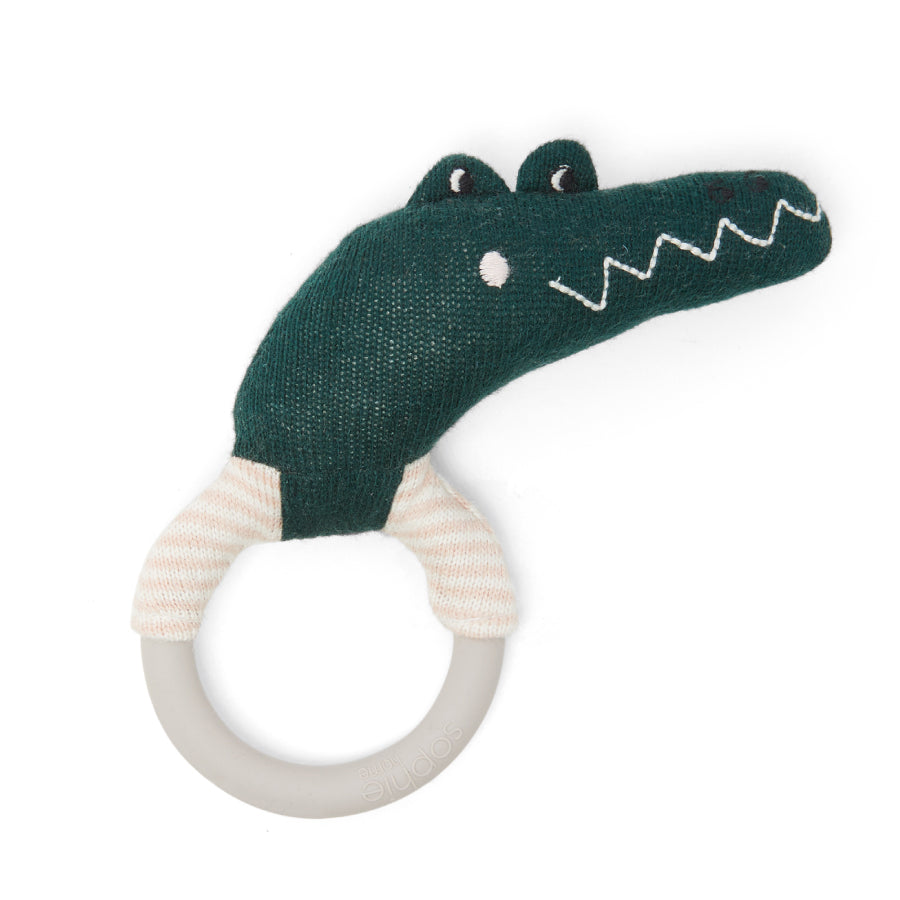 Crocodile Teether Rattle | Pink | Cotton & Silicone | by Sophie Home - Lifestory
