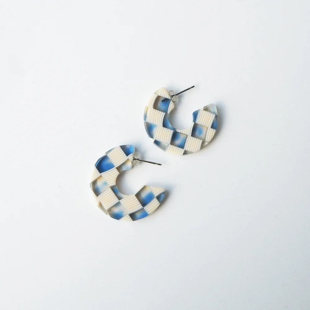 Ocean Checker Hoop Earrings | by Custom Made - Lifestory