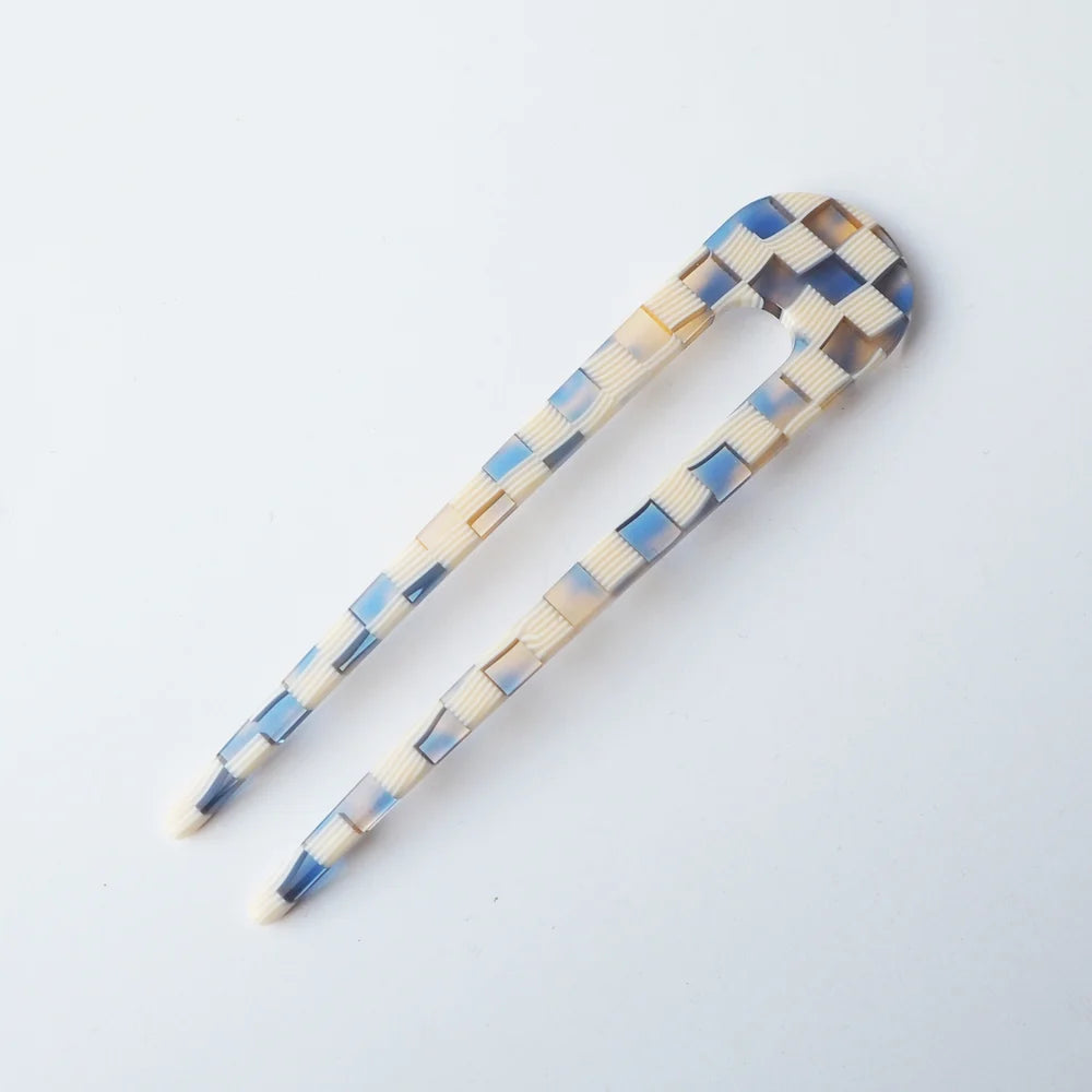 Ocean Checker Hair Pin | Blue & Cream | by Custom Made - Lifestory
