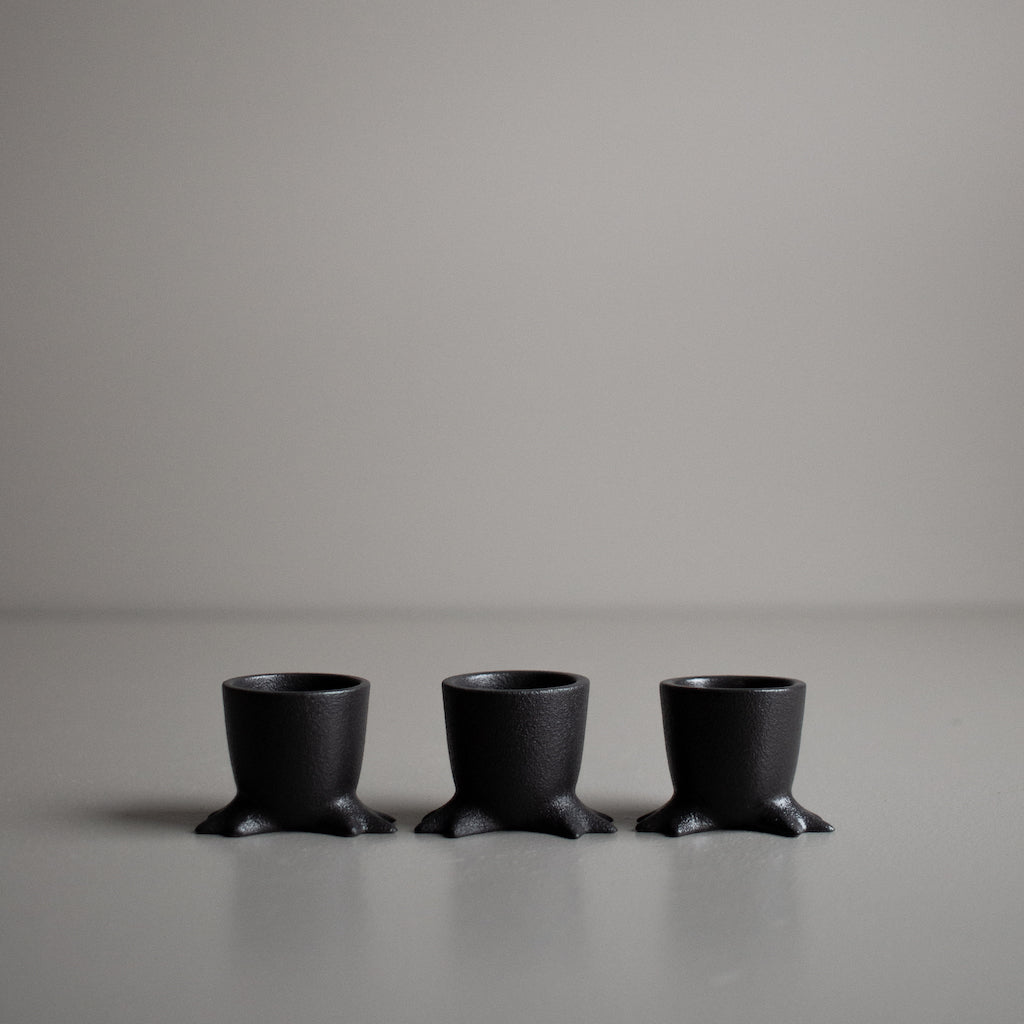 Walking Egg Cup in Black Cast Iron Effect Ceramic by DBKD