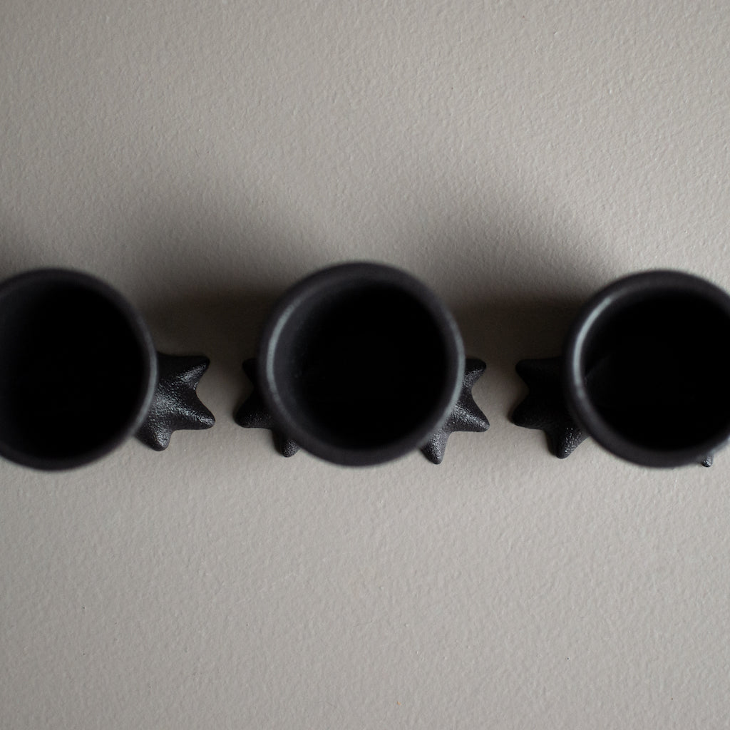 Walking Egg Cup in Black Cast Iron Effect Ceramic by DBKD