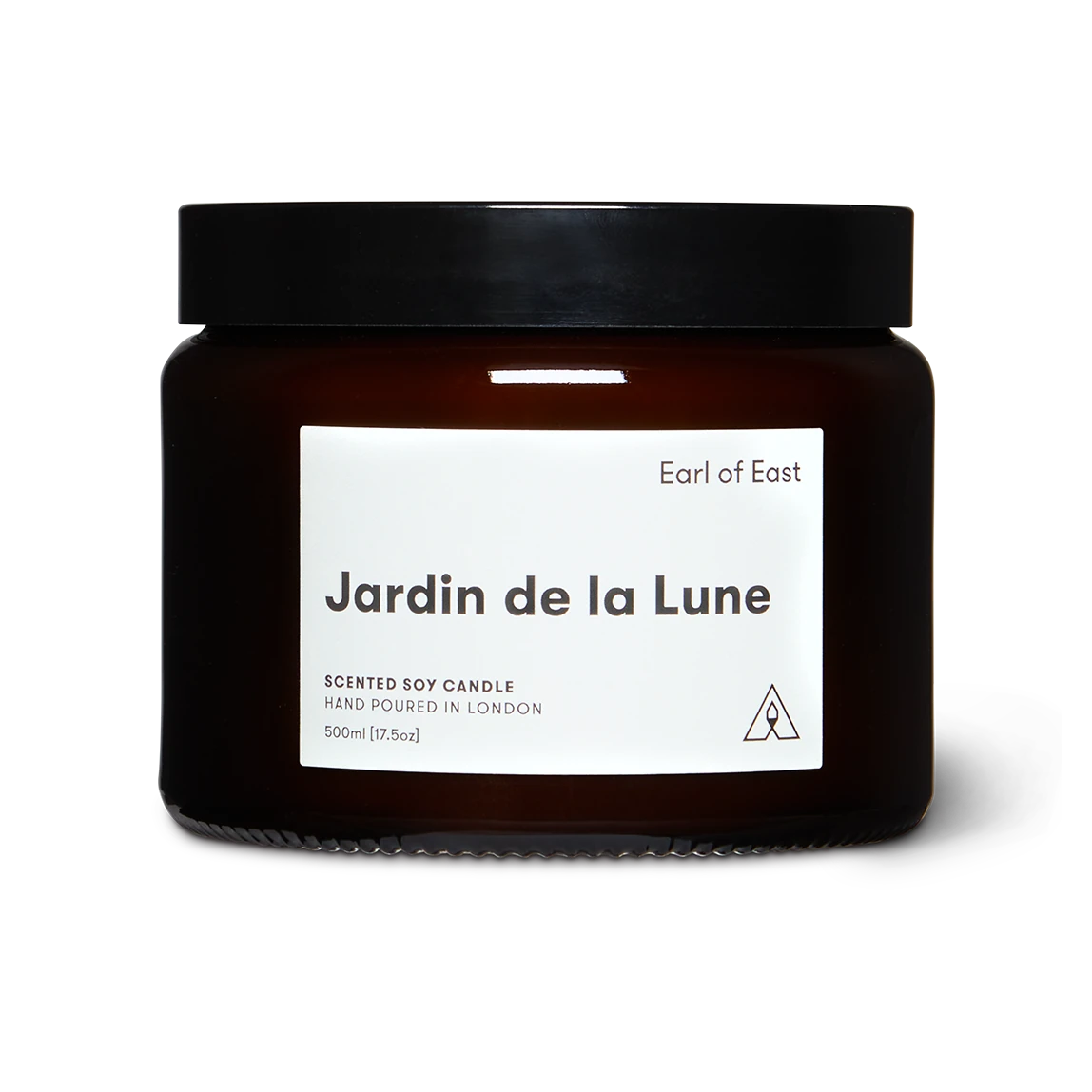 Candle jar labeled 'Jardin de la Lune' by Earl of East on a white background