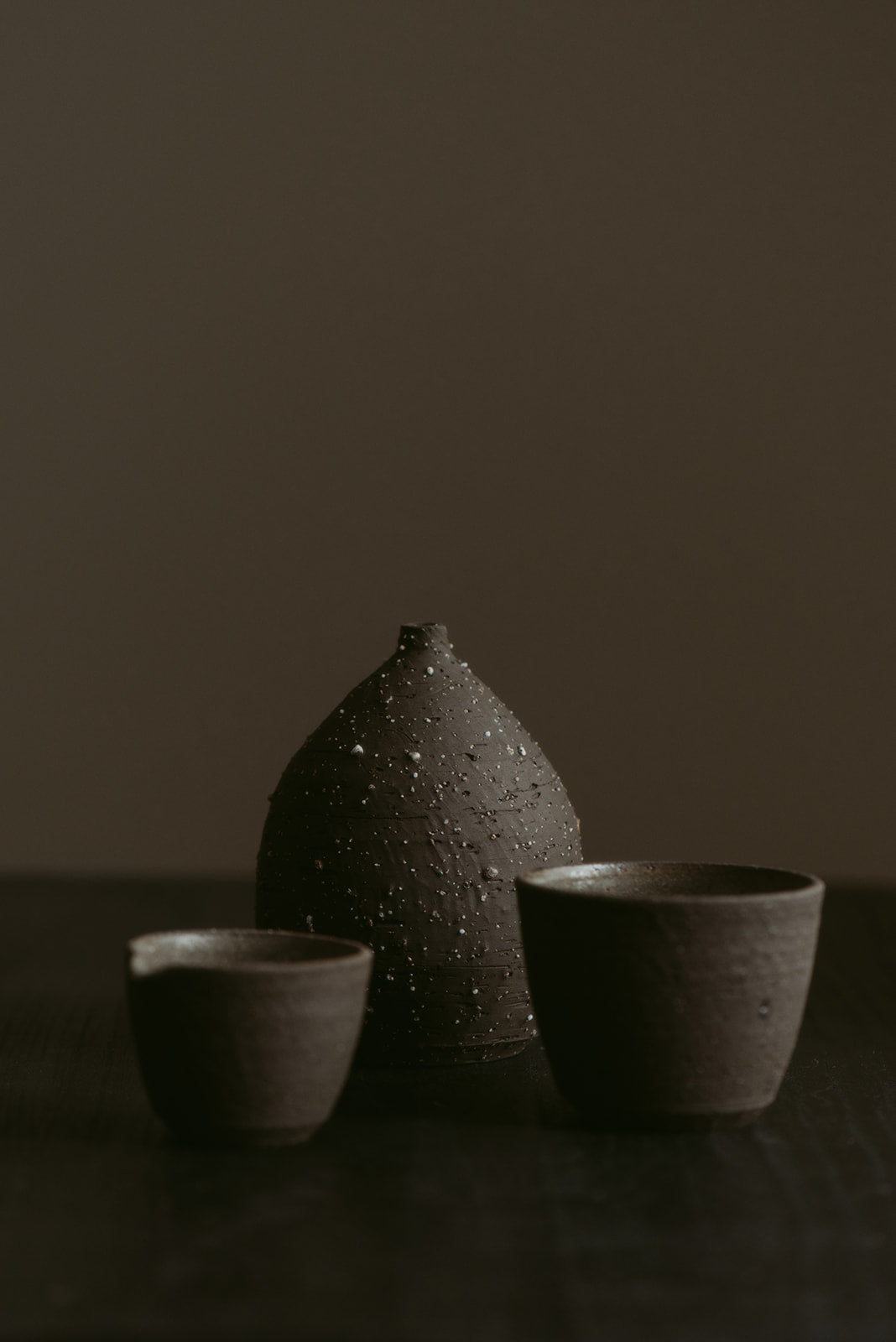 Metamorphosis Group Set of 3 | Dusk | Vase, Cup, Pourer in Wild Clay & Sand | by Emporium Julium - Lifestory