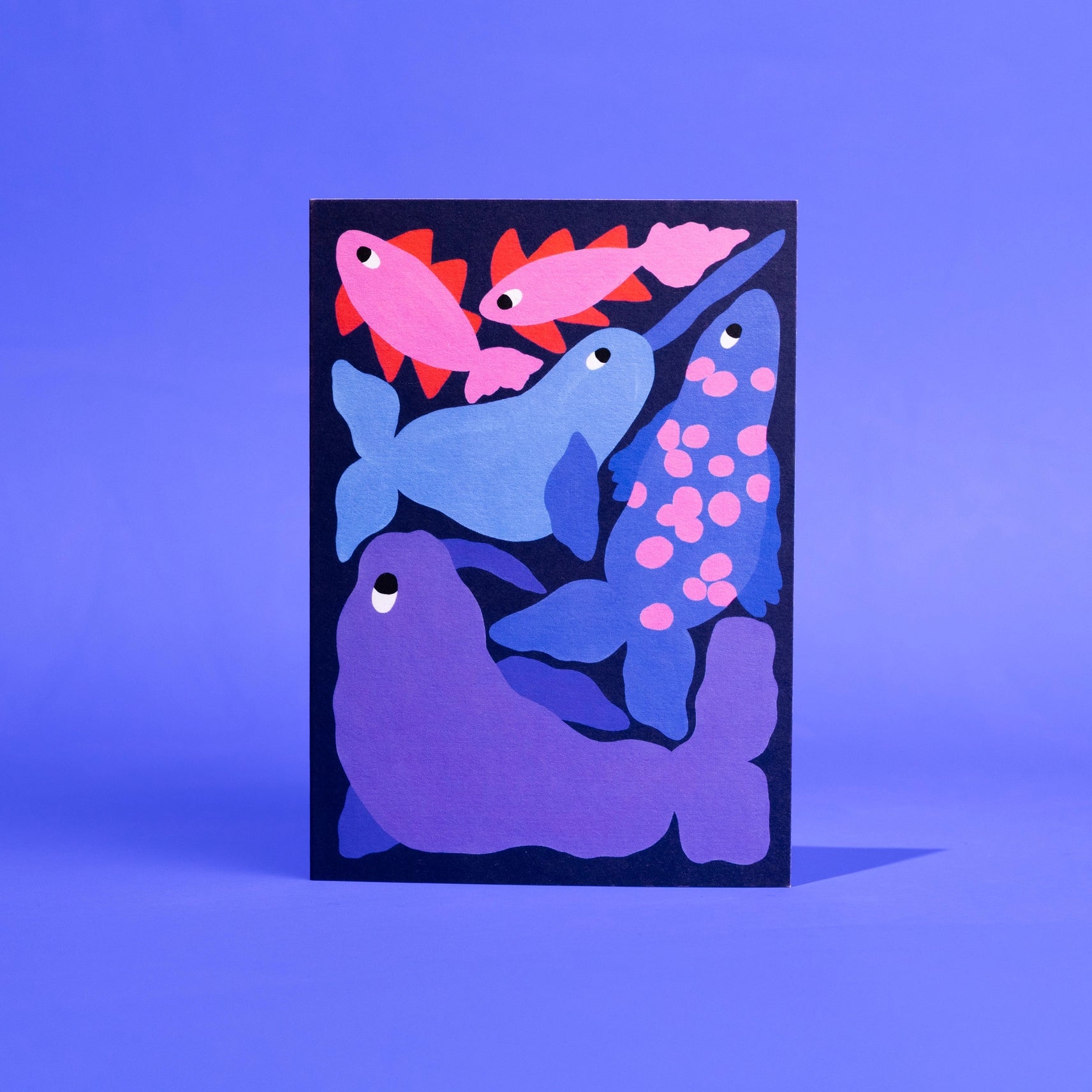 Arctic Animals WWF Card by Liv Lee for Evermade on a blue background