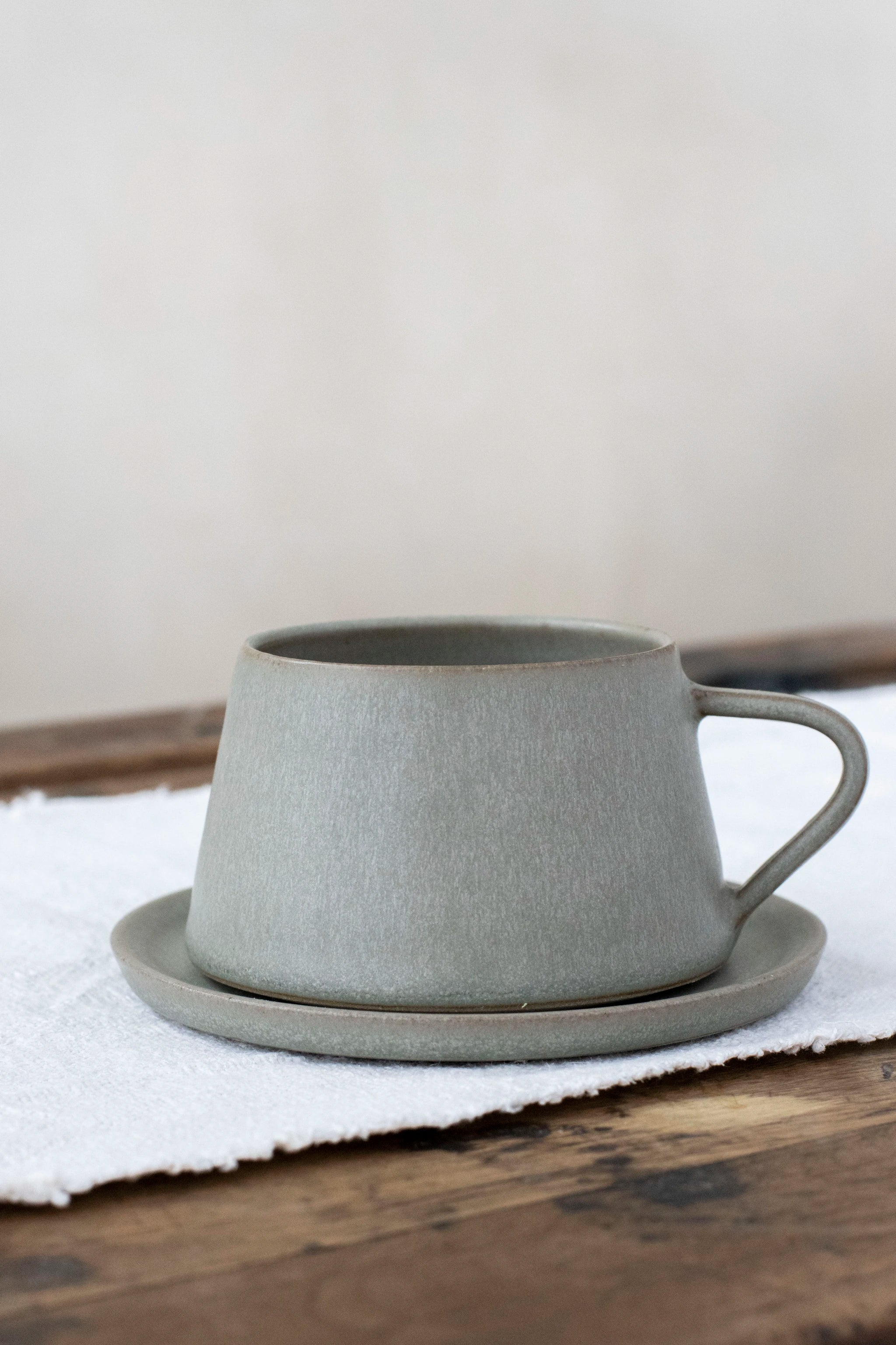 Tapered Cup & Saucer | Feather Grey | by Borja Moronta - Lifestory