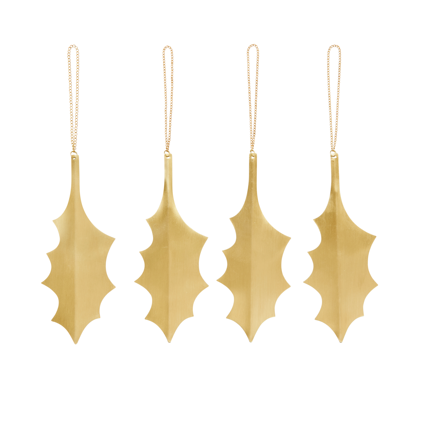 Ferm Living Set of 4 Brass Holly Leaf Ornaments - Lifestory