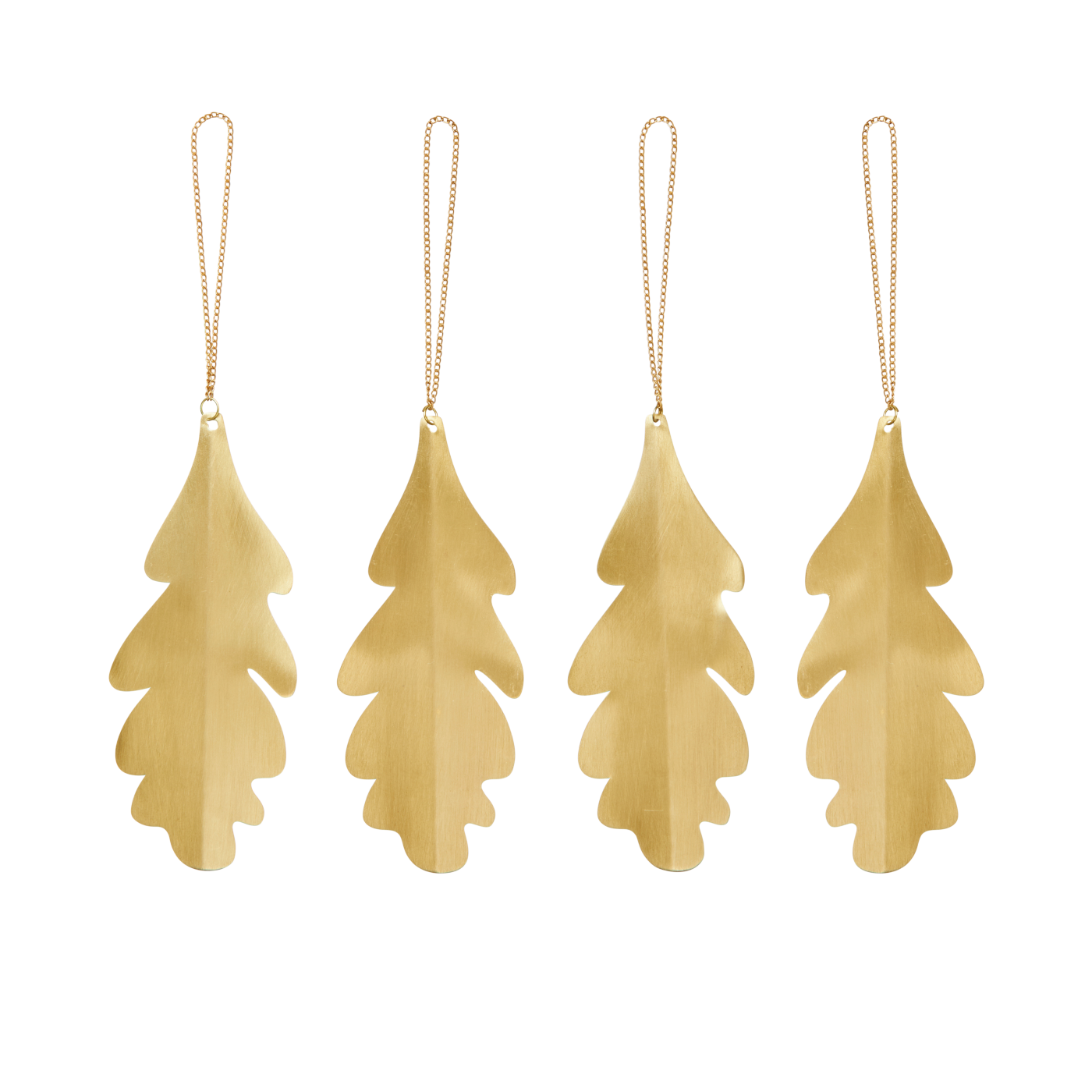 Ferm Living Set of 4 Brass Oak Leaf Ornaments - Lifestory