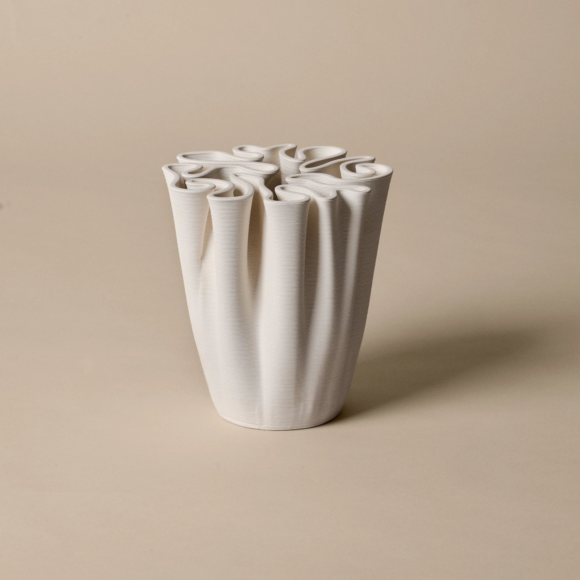 Ferm Living Medium Dedali Vase in Off-White 3D Printed Stoneware - Lifestory