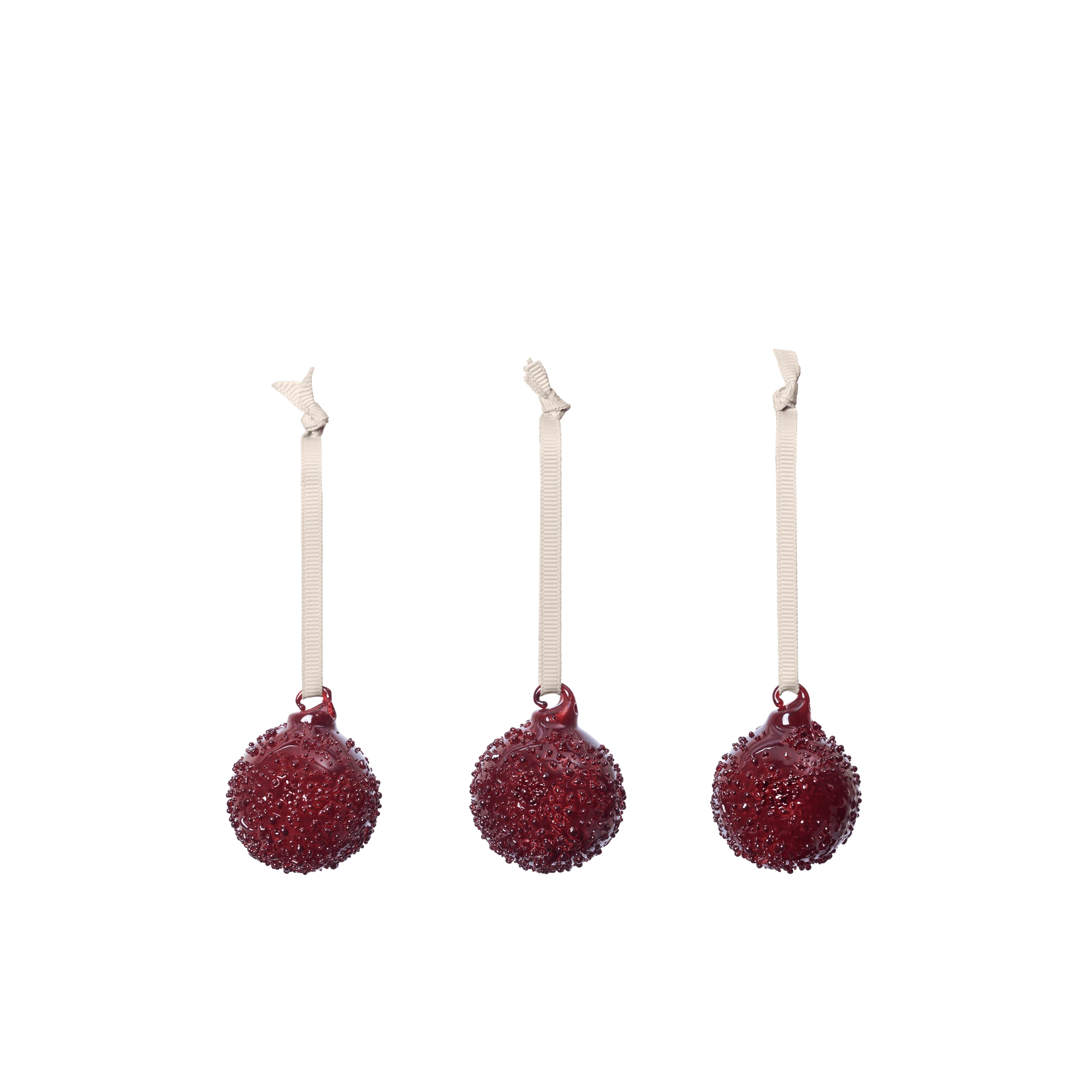 Ferm Living Flurry Baubles S - Set of 3 in Picante Red Glass