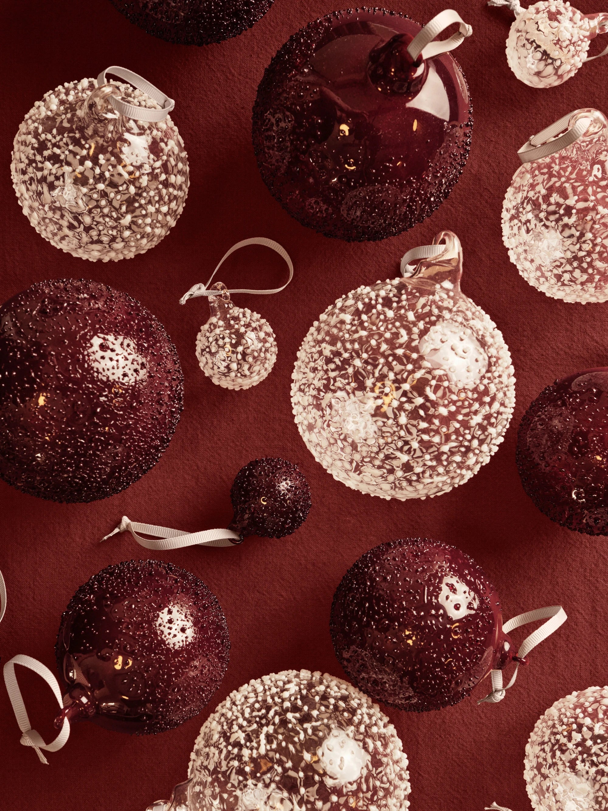 Ferm Living Flurry Baubles S - Set of 3 in Picante Red Glass