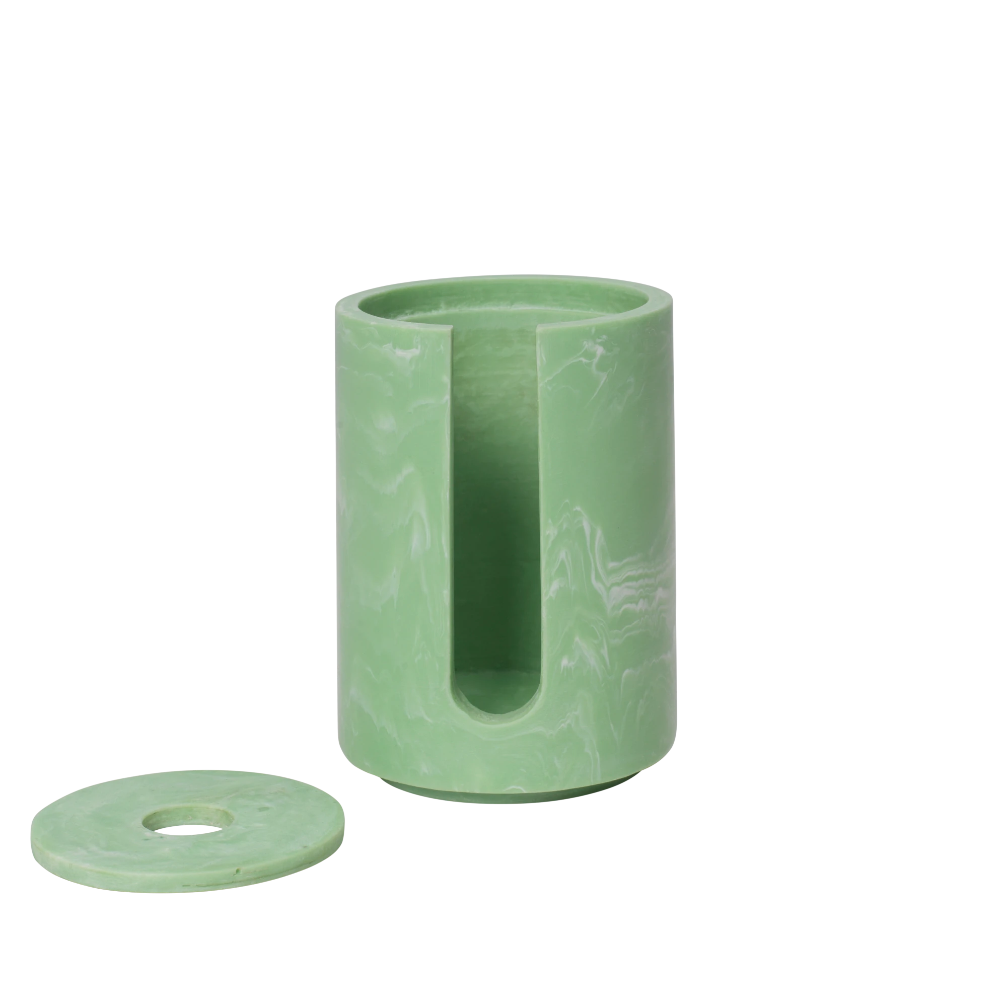 Ferm Living 'Mist' Cotton Pad Holder in Marbled Resin - Lifestory