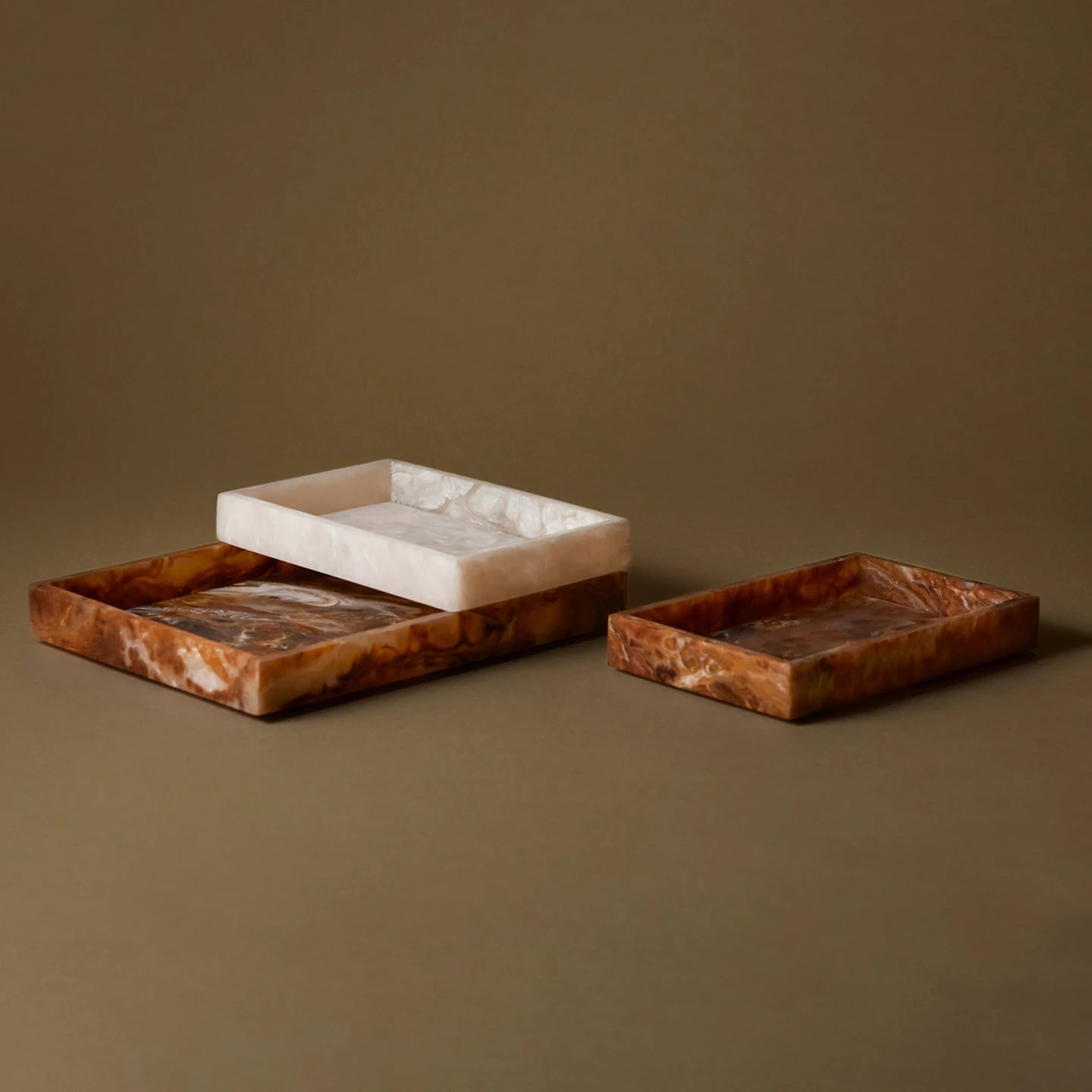 Ferm Living 'Mist' Rectangular 15x20cm Tray in Marbled Resin - Lifestory