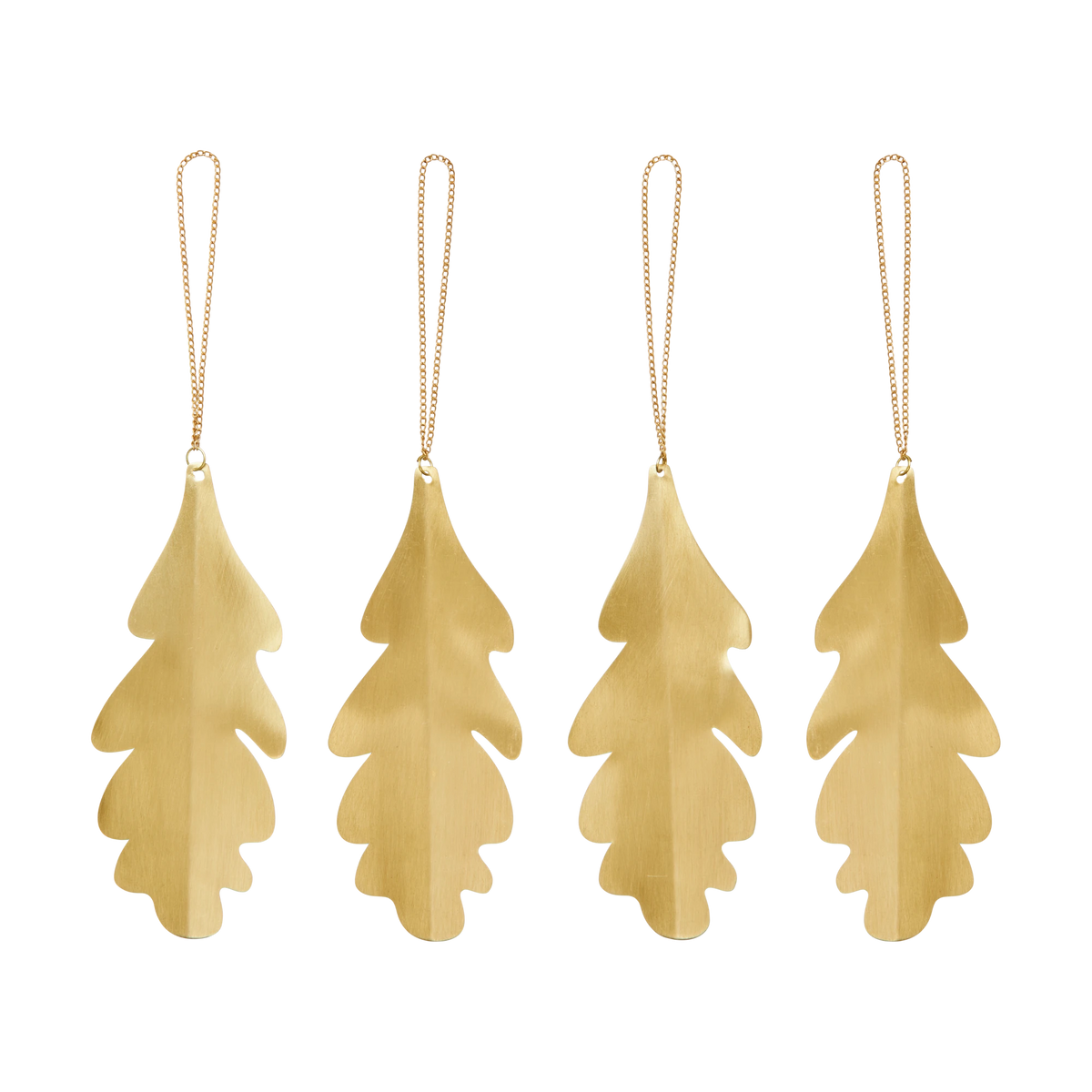 Ferm Living Set of 4 Brass Oak Leaf Ornaments