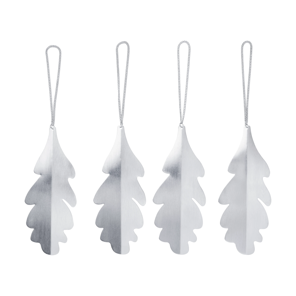 Ferm Living Set of 4 Oak Leaf Ornaments in Brass or Silver