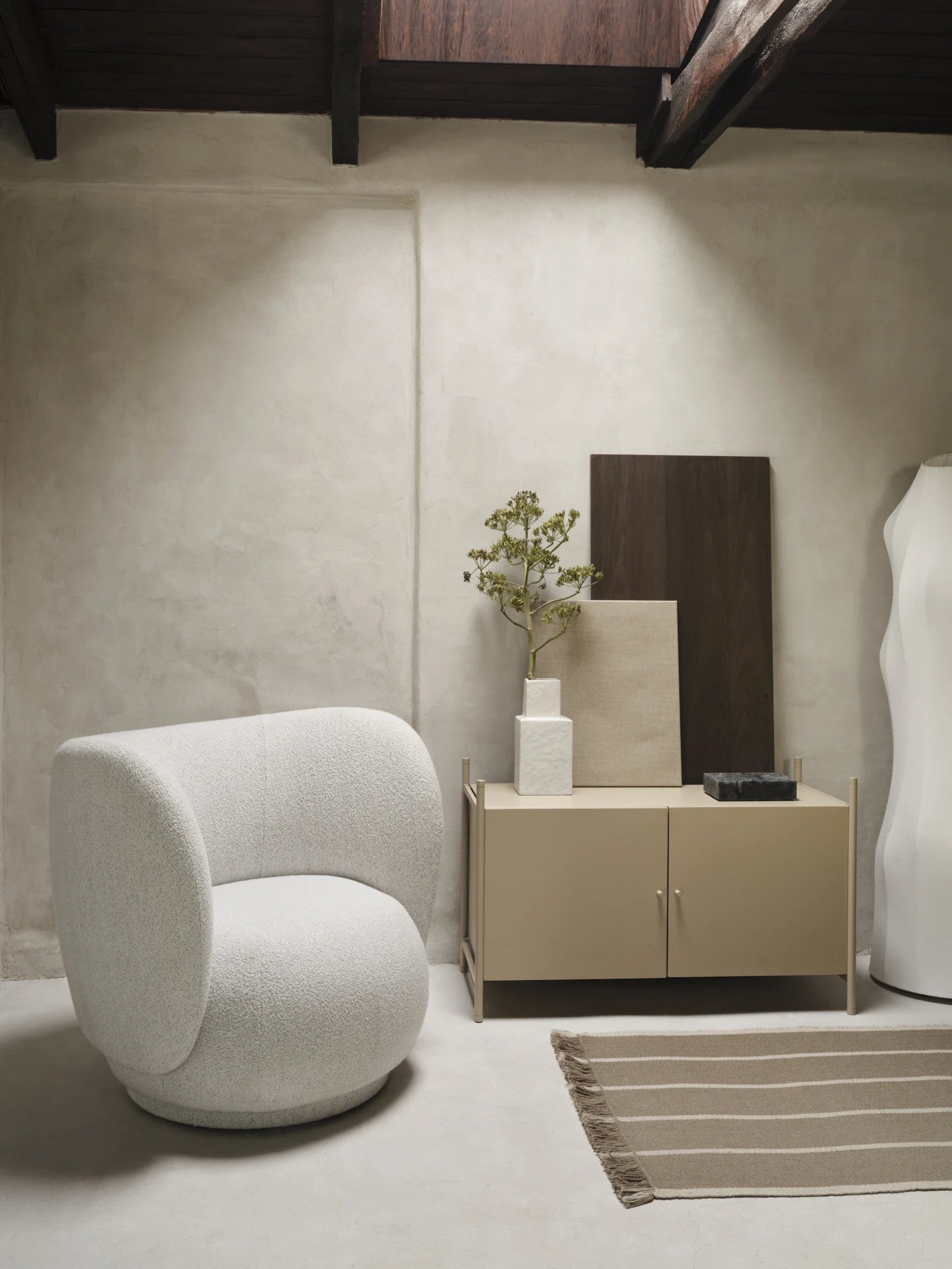 Ferm Living Rico Lounge Chair in Soft Boucle Off White Sand