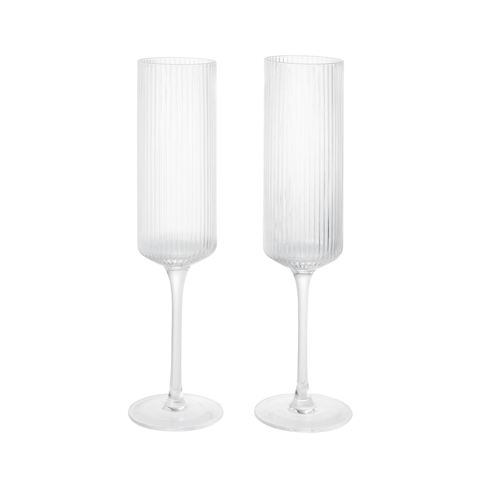 Ferm Living Set of 2 Ripple Champagne Flutes in Clear | Lifestory