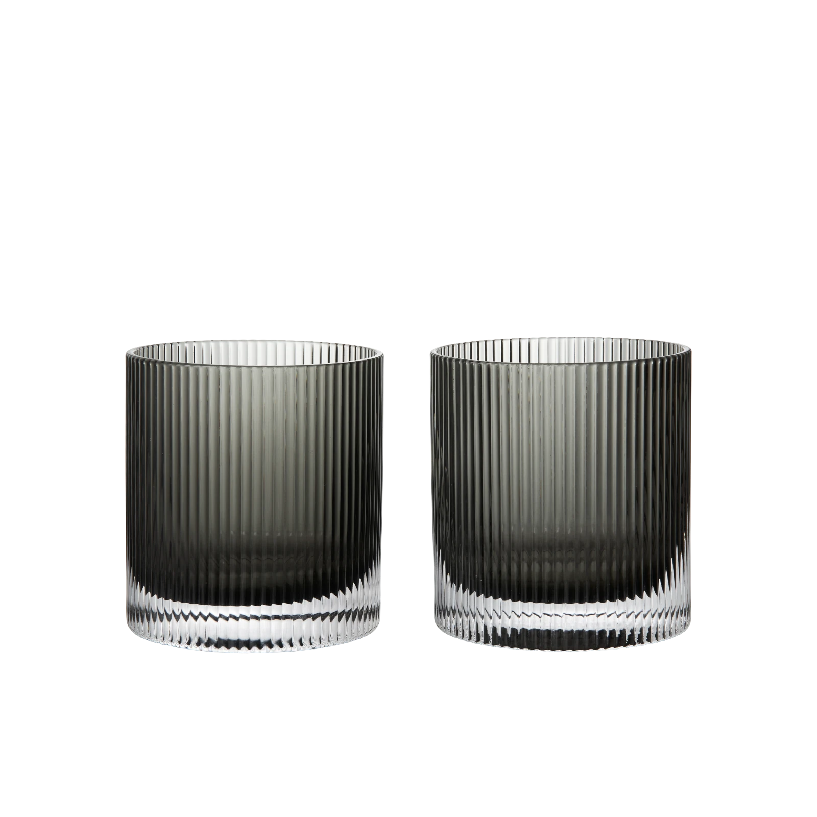 Ferm Living Set of 2 Ripple Tumbler Glasses in Smoked Glass | Lifestory