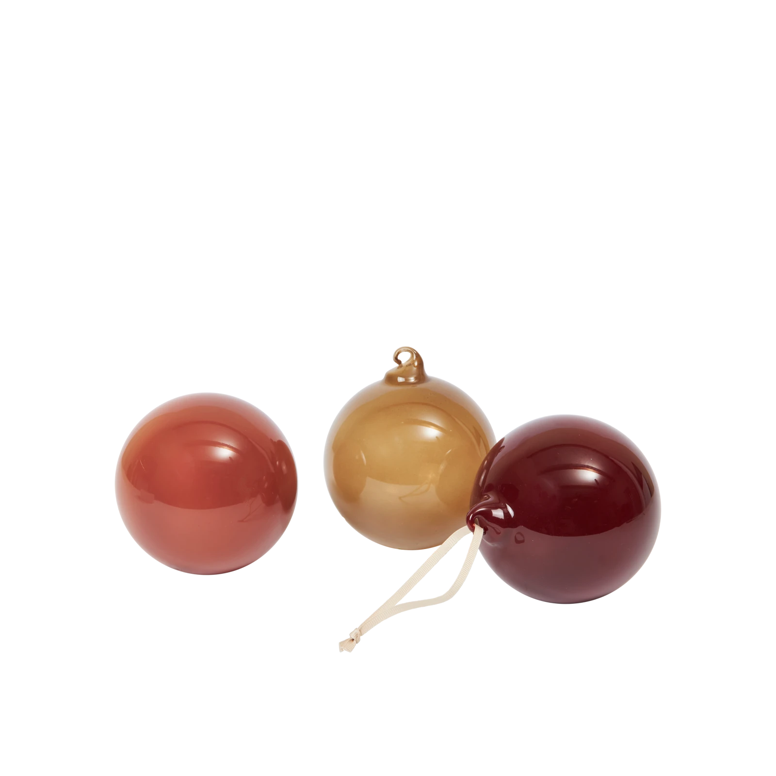 ferm Living Large Glass Baubles Set of 3 in Roseate Opaque Glass | Lifestory