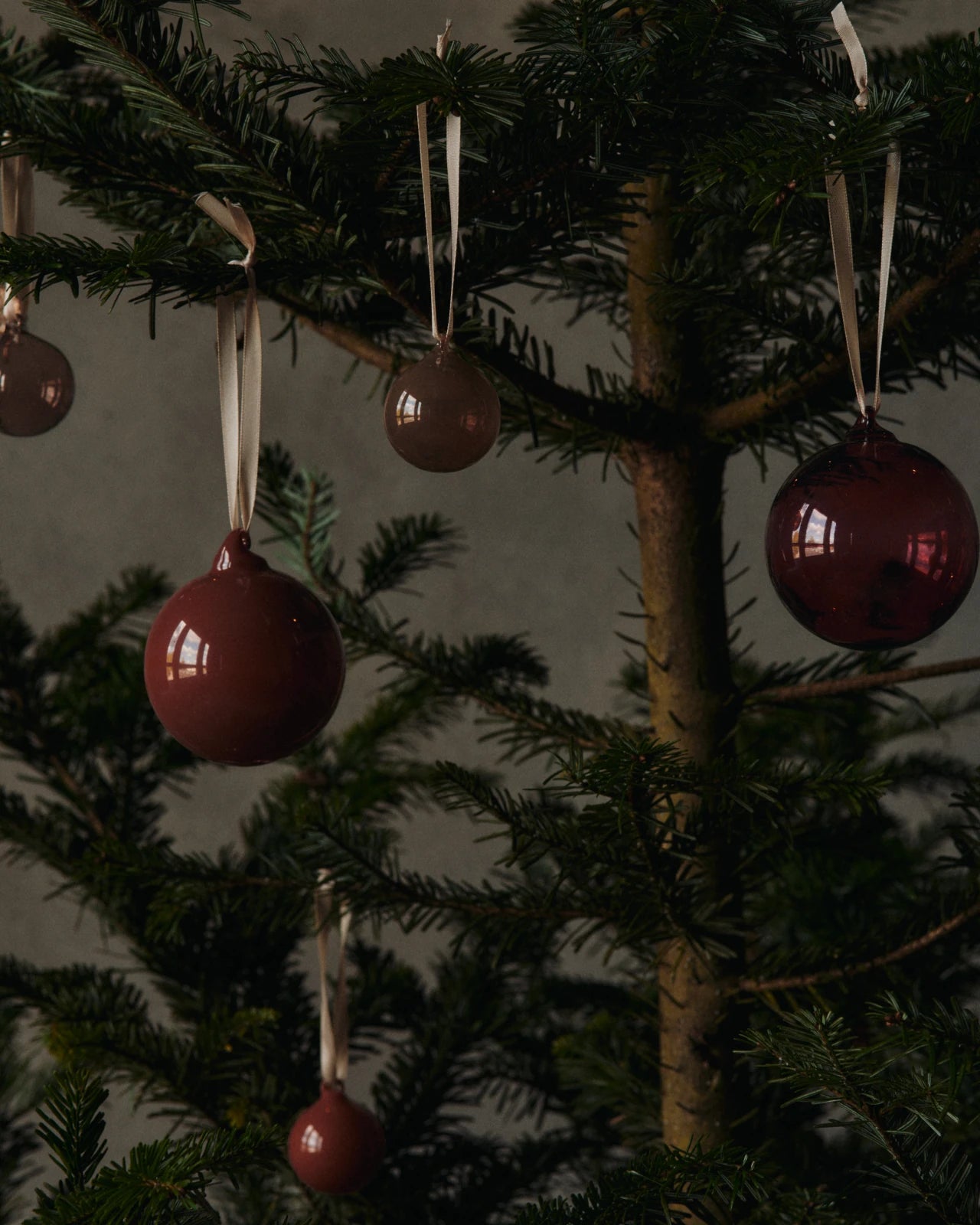 ferm Living Glass Baubles Set of 3 in Roseate Opaque Glass | Lifestory