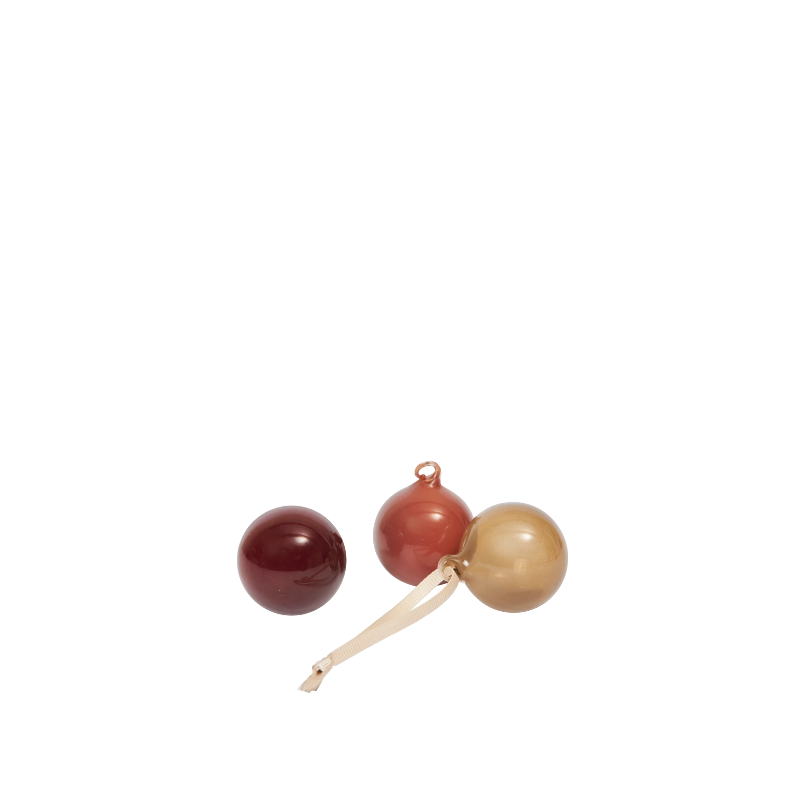 ferm Living Small Glass Baubles Set of 3 in Roseate Opaque Glass | Lifestory